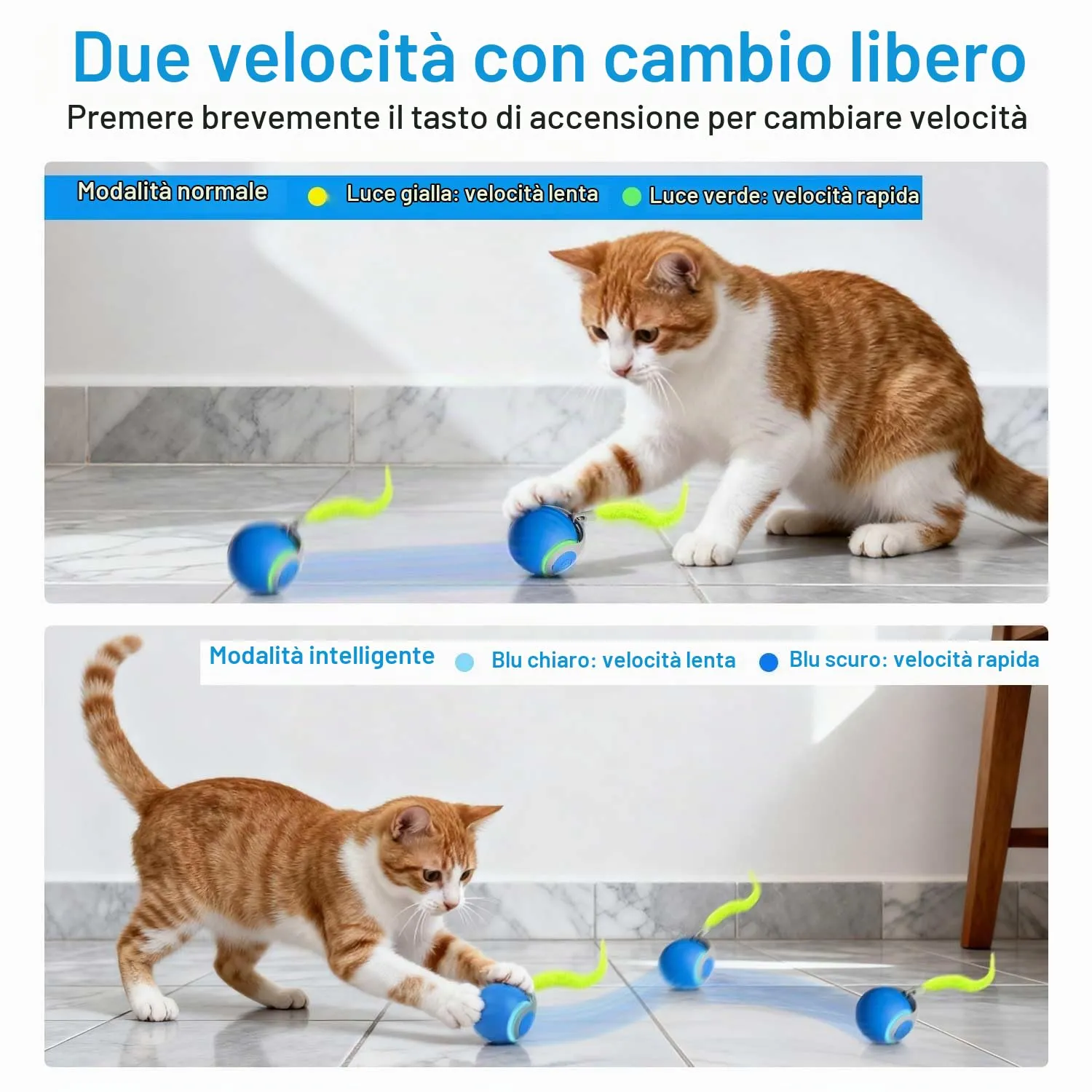 Kinizuxi Giocattolo Interattivo per Gatti Palla Automatica Ricaricabile con 2 Modalità e Attivazione da Movimento - Blu - immagine 4