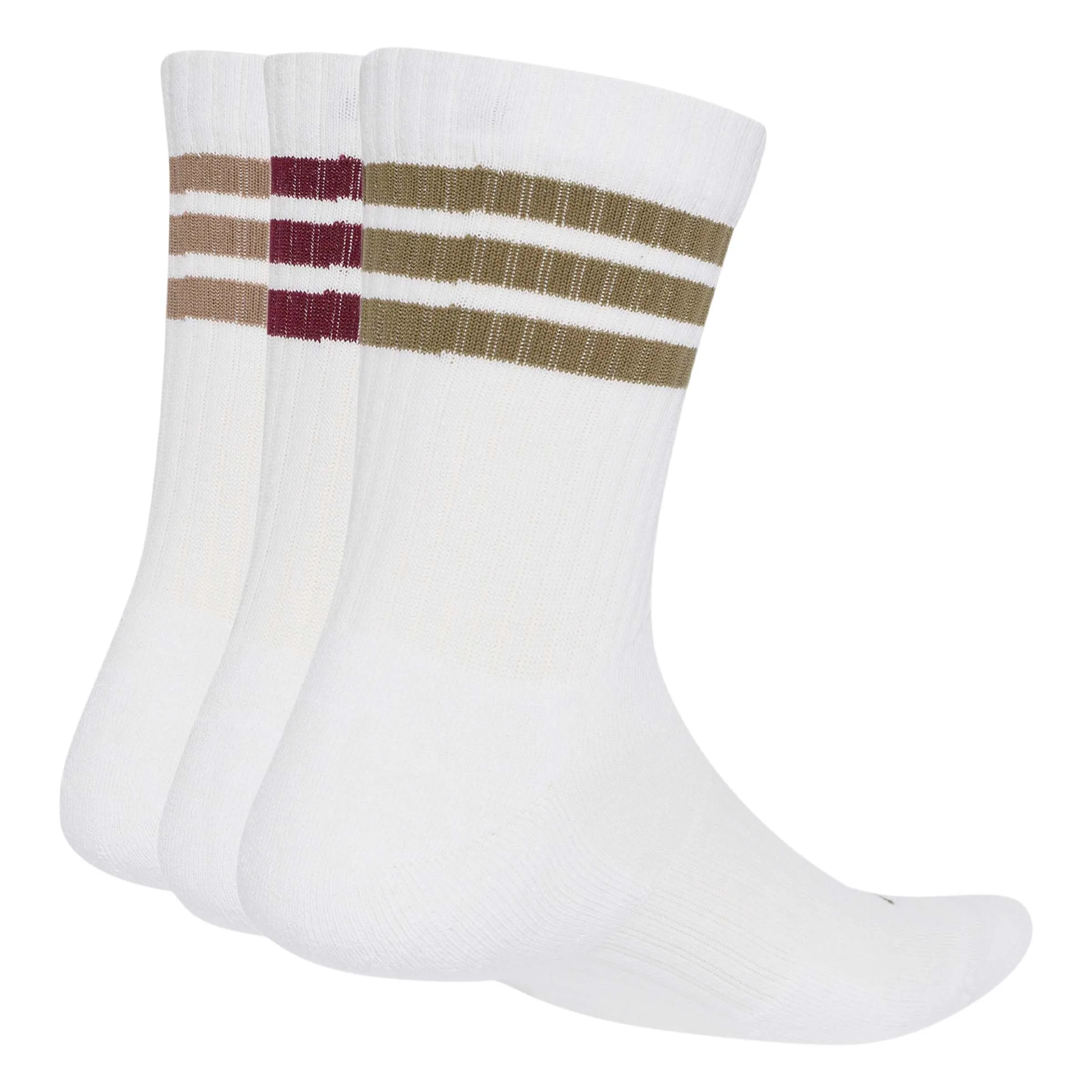 adidas 3Stripes Cushioned Sportswear Crew Socks 3 Pair Pack, White/Olive Strata/Khaki Six/Maroon, XS - immagine 3