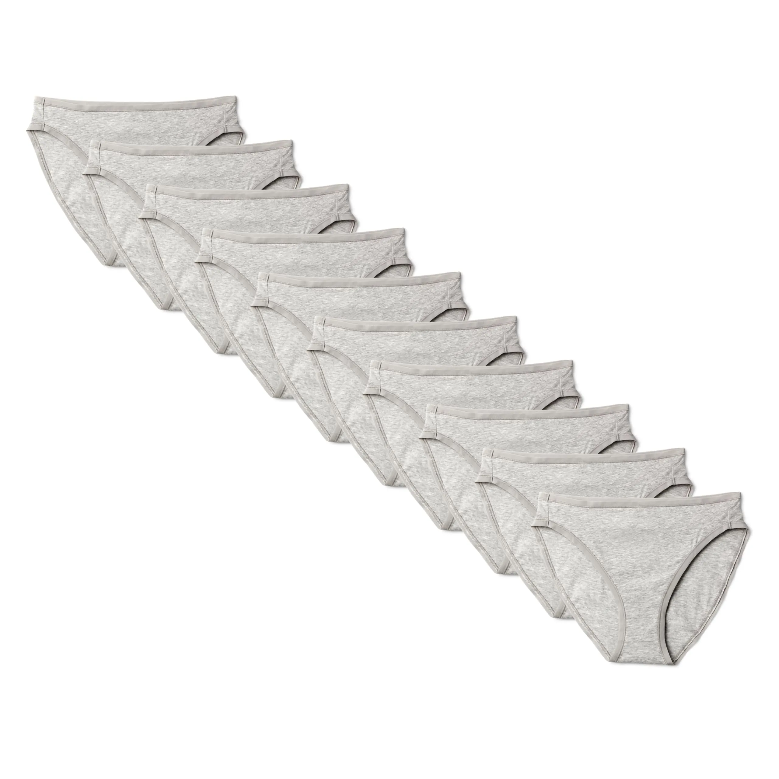 Amazon Essentials Slip Bikini a Taglio Alto in Cotone Elasticizzato Donna, Confezione da 10, Grigio Medio Puntinato, 42 - immagine 1