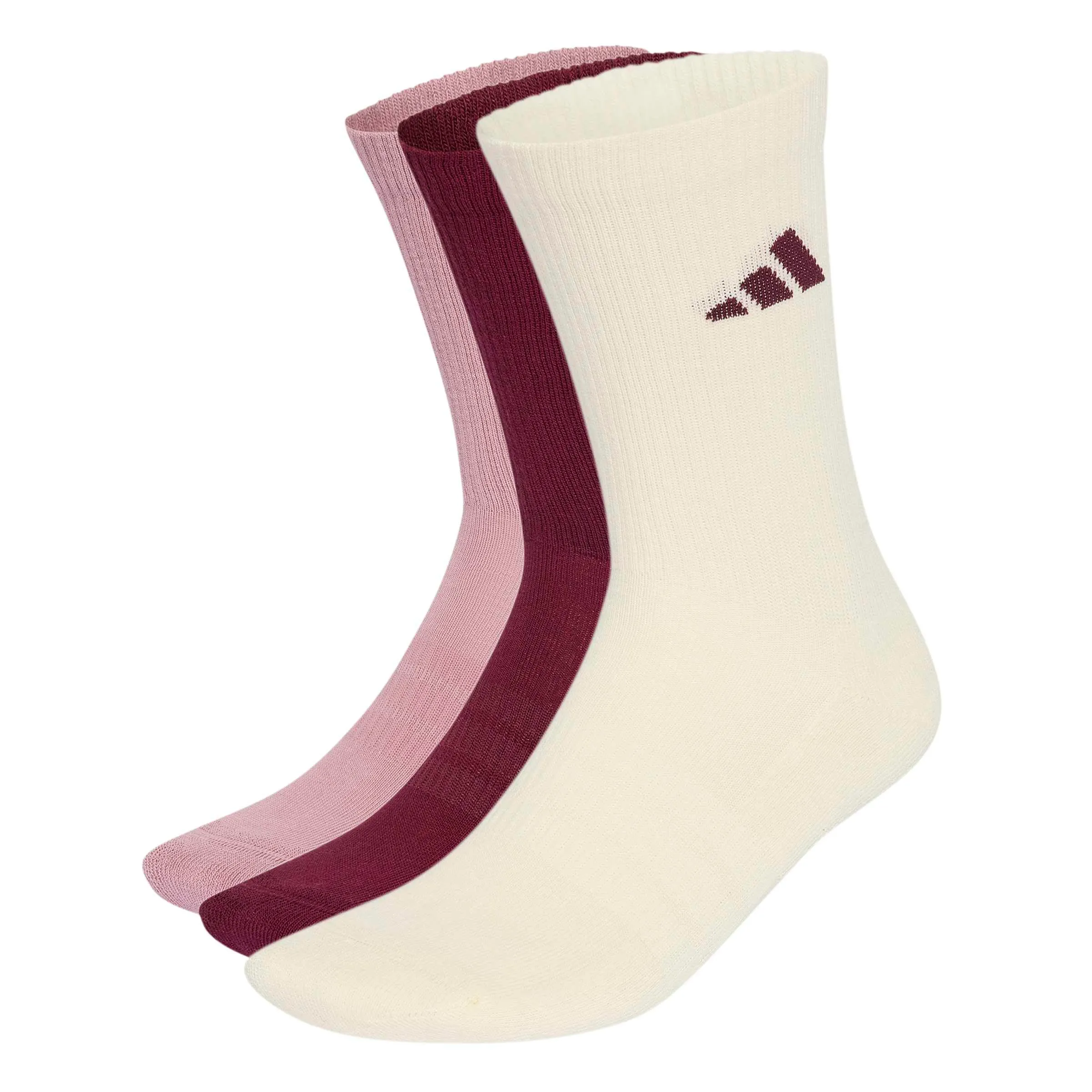 adidas Cushioned Sportswear Crew Socks, 3 Pair Pack, Maroon/Ivory/Magic Mauve/White, L - immagine 1
