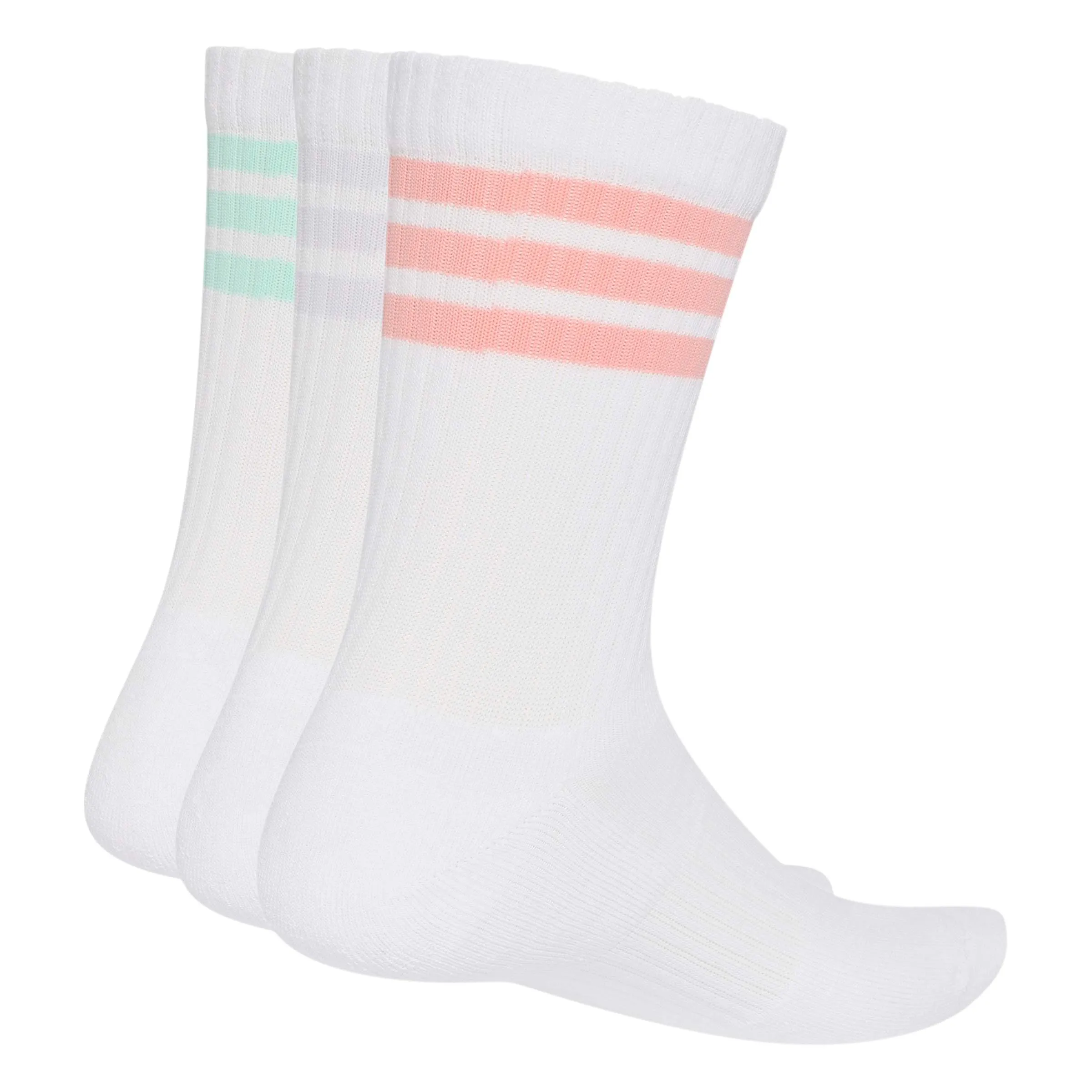 adidas 3Stripes Cushioned Sportswear Crew Socks, 3 Pair Pack, White/Semi Frozen Turbo/Clear Mint/Frozen Purple, M - immagine 3