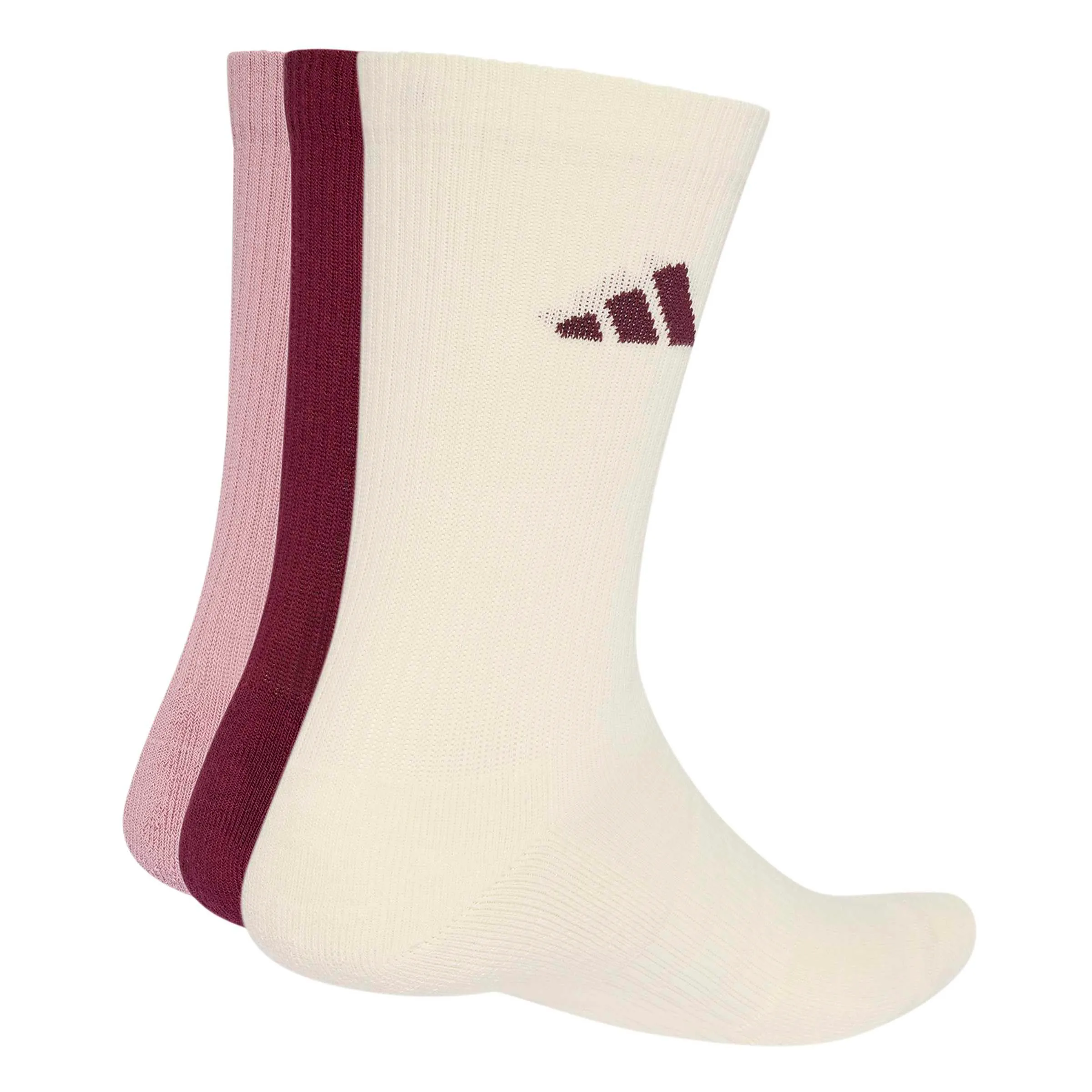 adidas Cushioned Sportswear Crew Socks 3 Pair Pack, Maroon/Ivory/Magic Mauve/White, S - immagine 2
