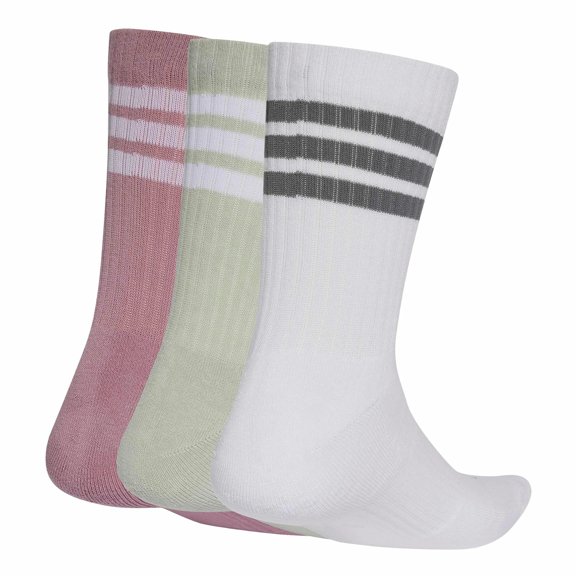 adidas 3Stripes Cushioned Sportswear Crew Socks 3 Pair Pack, Magic Mauve/White/Halo Green/Grey Four, M - immagine 2