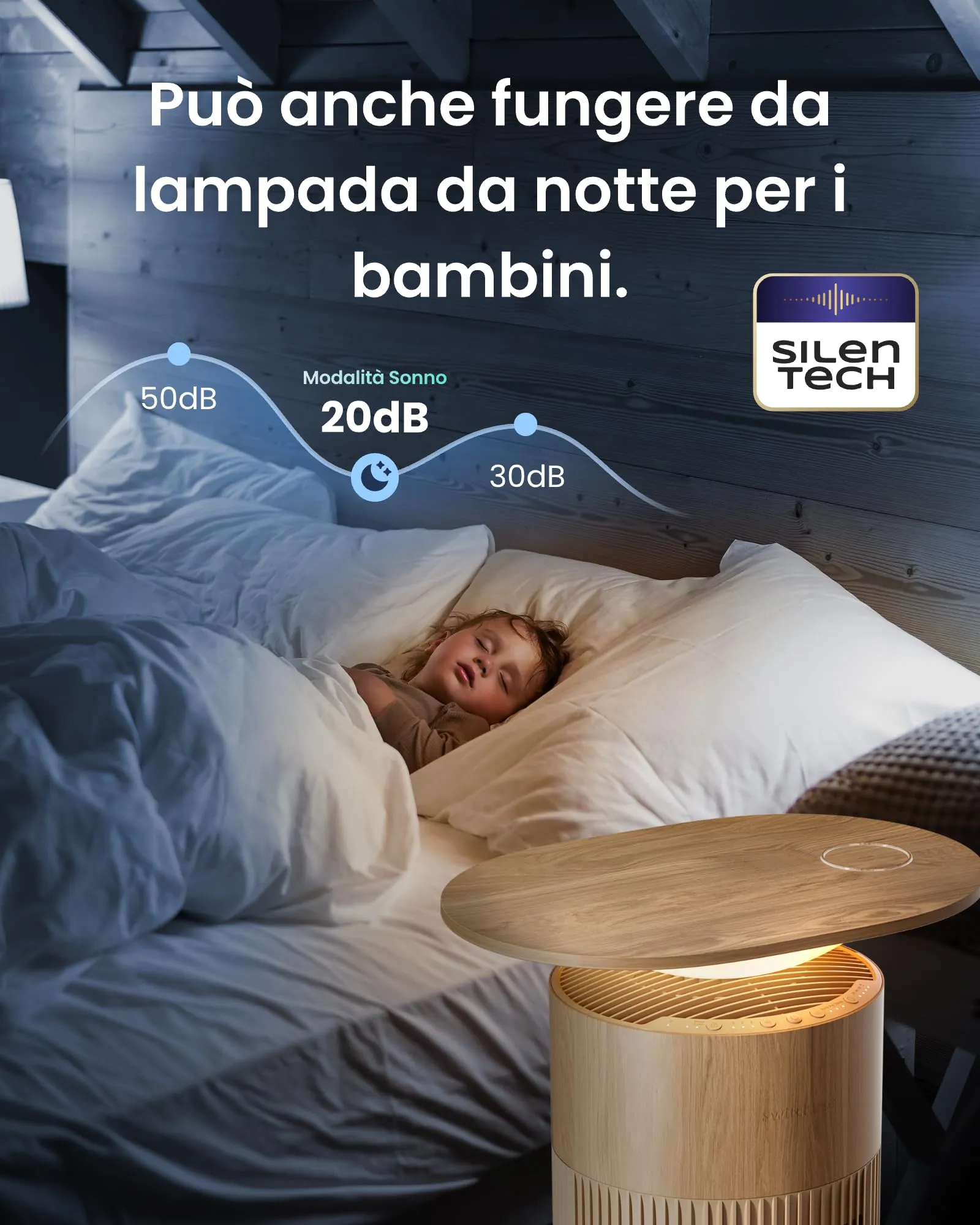 SwitchBot Purificatore d'aria, CADR 400m³/h, Filtro HEPA, App e Luce Notturna - immagine 4