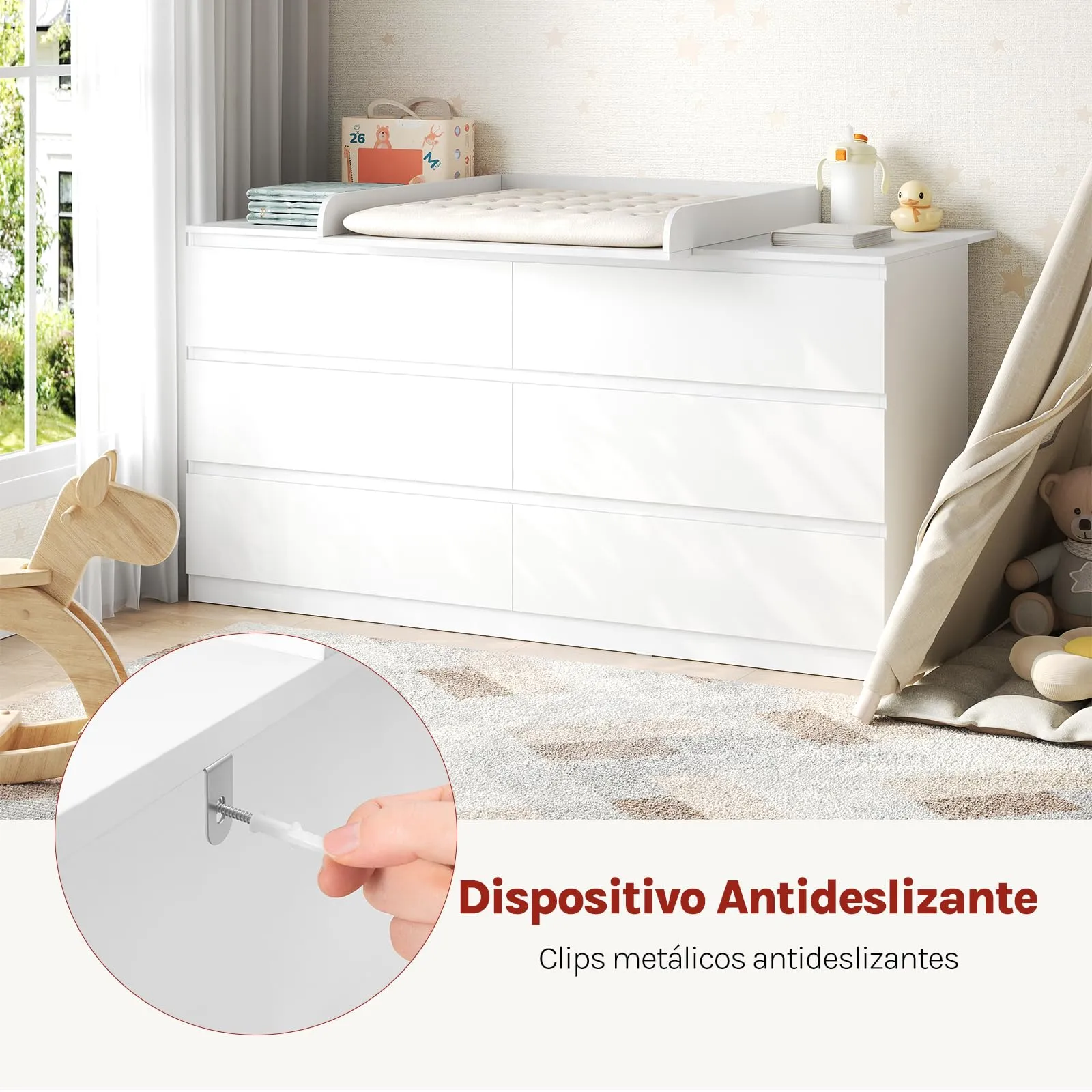 WOLTU Fasciatoio Universale per Cassettiera, 160x80x10 cm, Bianco - immagine 7