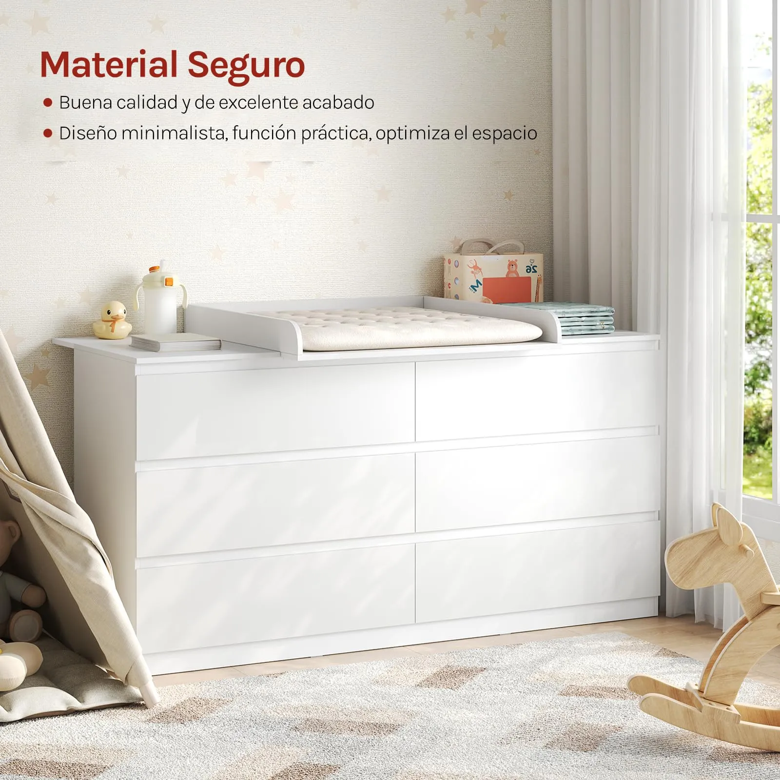 WOLTU Fasciatoio Universale per Cassettiera, 160x80x10 cm, Bianco - immagine 8