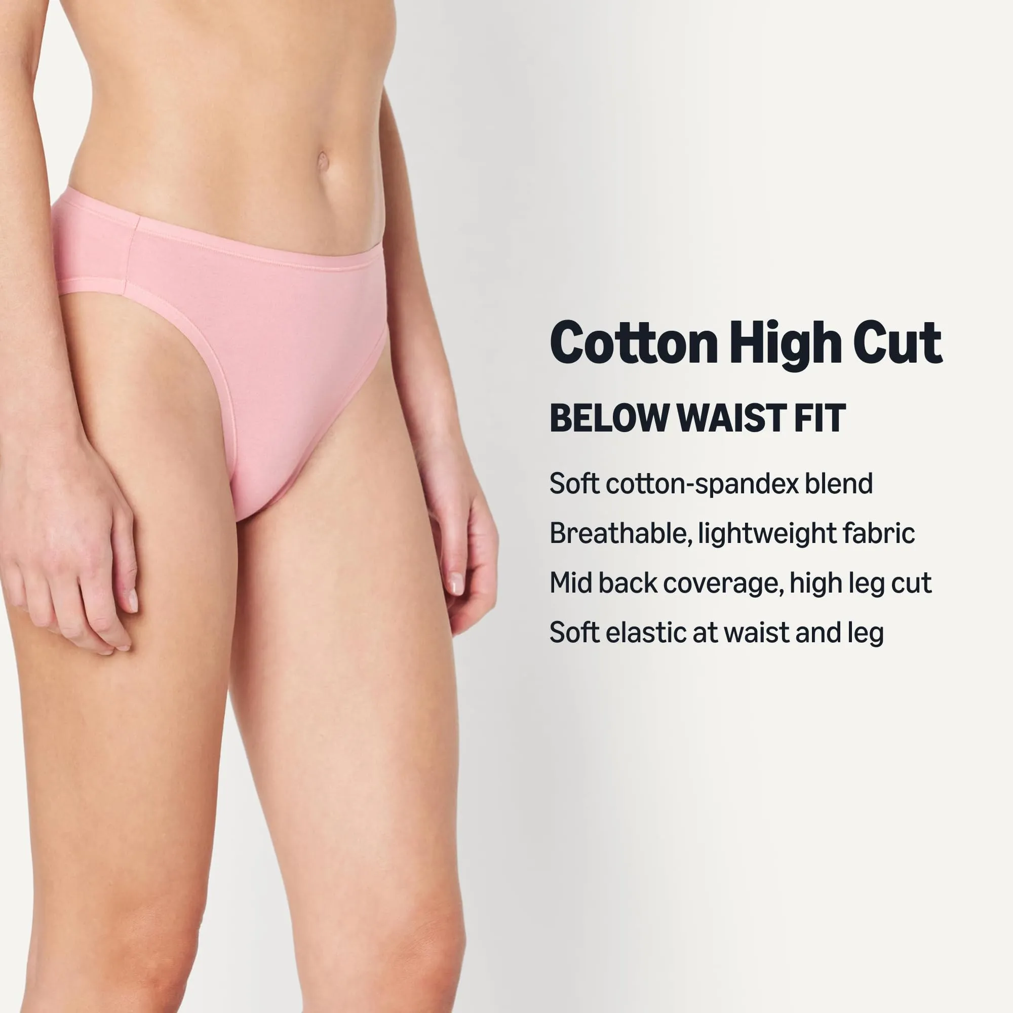 Amazon Essentials Slip Bikini a Taglio Alto in Cotone Elasticizzato Donna, Confezione da 6, Rosato Opaco/Rosato/Rosa Pallido, 46 - immagine 2