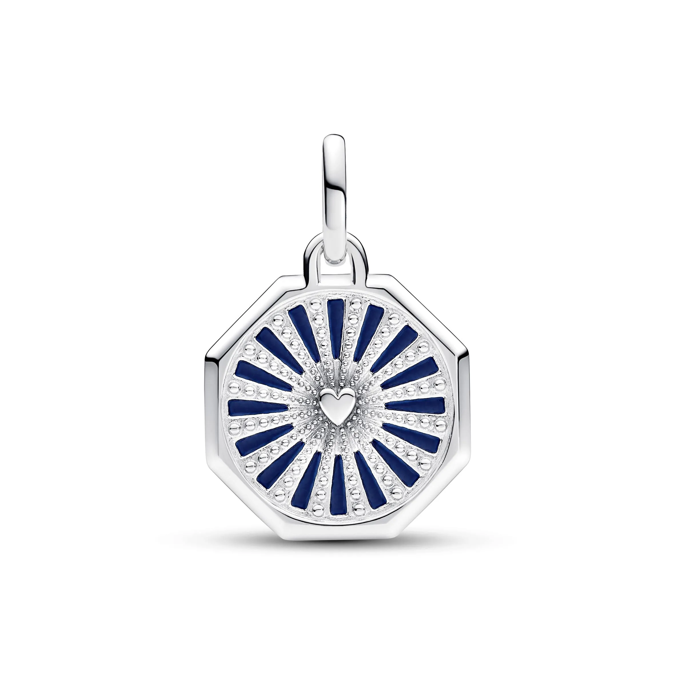 Pandora ME Medaglione a forma di cuore in argento con smalto blu glitterato - immagine 2