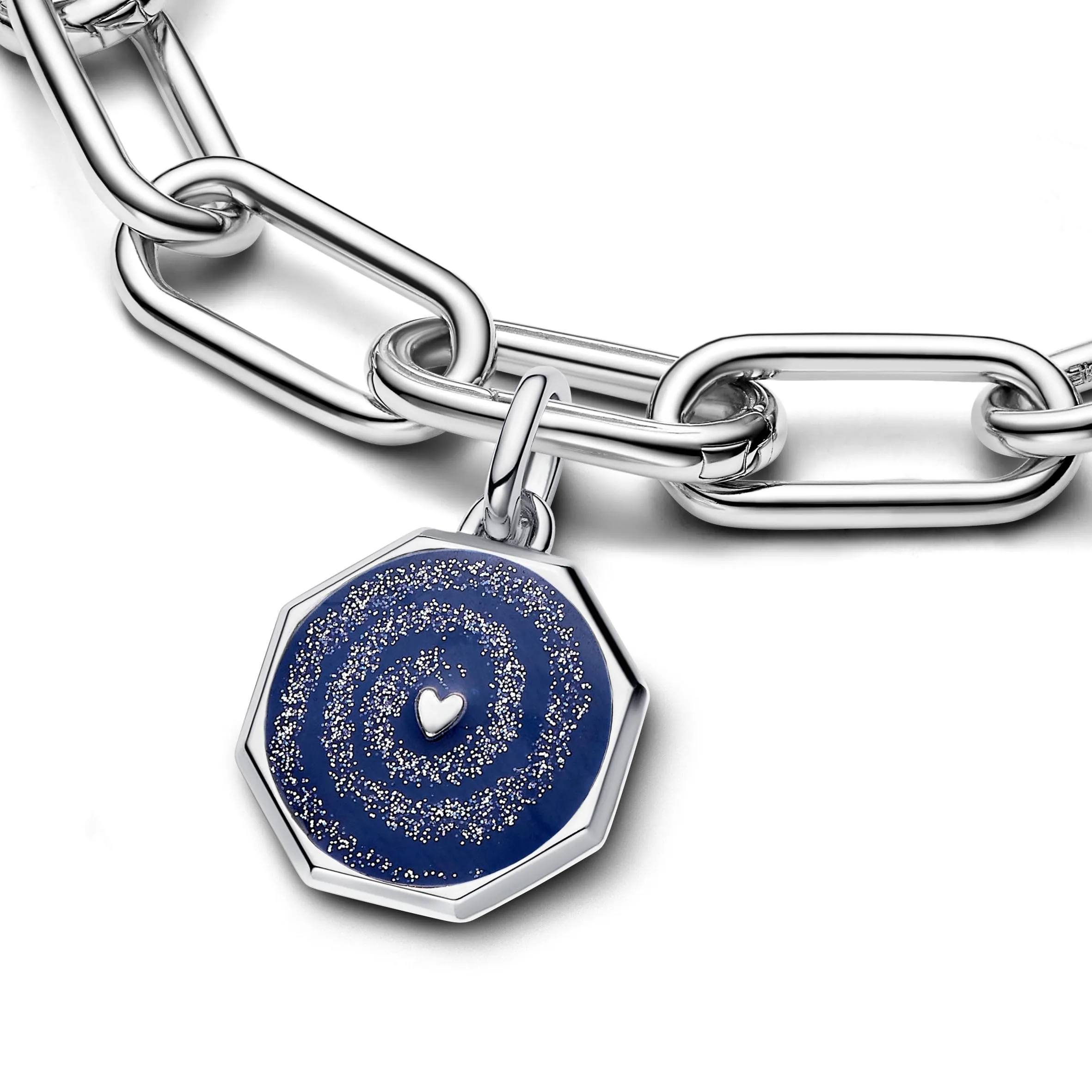 Pandora ME Medaglione a forma di cuore in argento con smalto blu glitterato - immagine 3