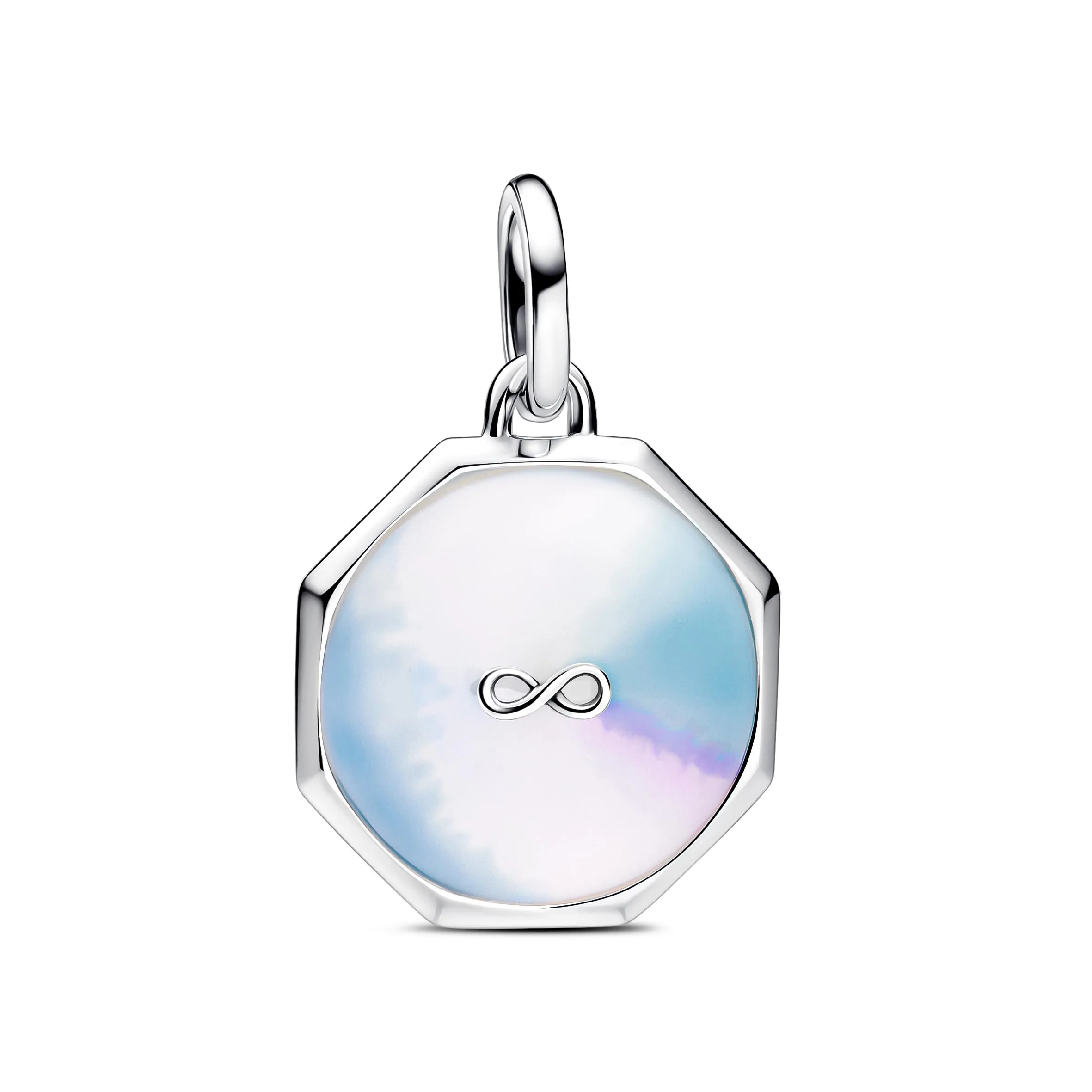 Pandora ME Medaglia con simbolo dell'infinito in argento 925 con smalto bianco, blu, rosa e viola - immagine 1