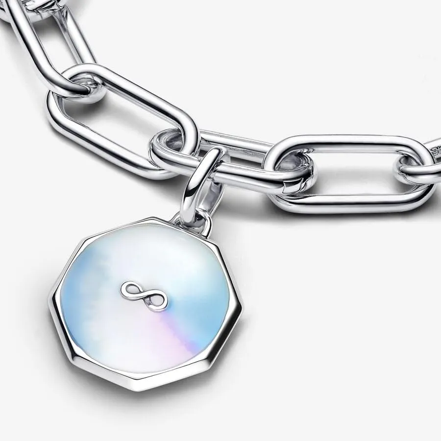 Pandora ME Medaglia con simbolo dell'infinito in argento 925 con smalto bianco, blu, rosa e viola - immagine 5
