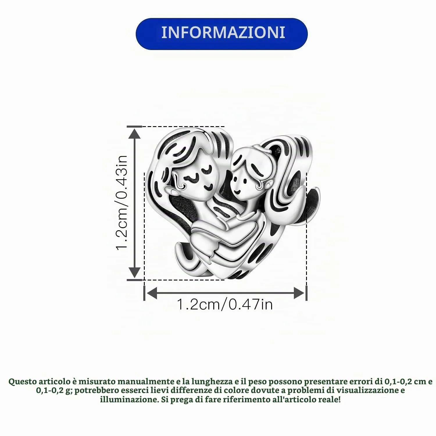 PANPOKI Charms in Argento 925 Tema Amore Infinito - Infermiera con Cuore, Madre e Figlia, Pendenti Ciondoli per Bracciali e Collane - immagine 4