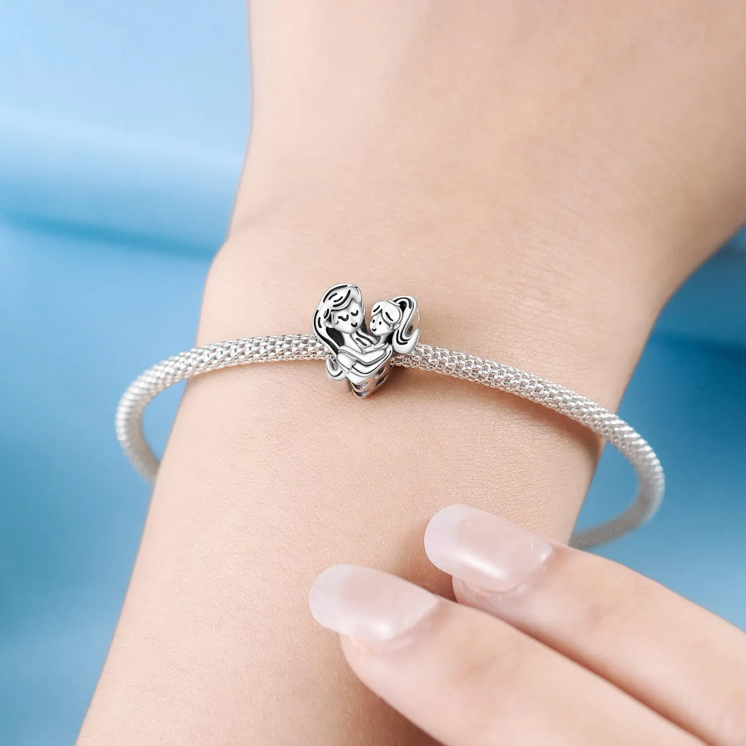 PANPOKI Charms in Argento 925 Tema Amore Infinito - Infermiera con Cuore, Madre e Figlia, Pendenti Ciondoli per Bracciali e Collane - immagine 5