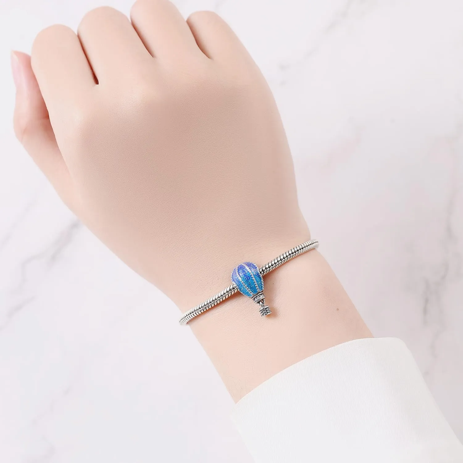 PANPOKI Charms Viaggio in Argento 925 - Big Ben, Statua della Libertà, Mongolfiera, Passaporto, Fotocamera - immagine 5