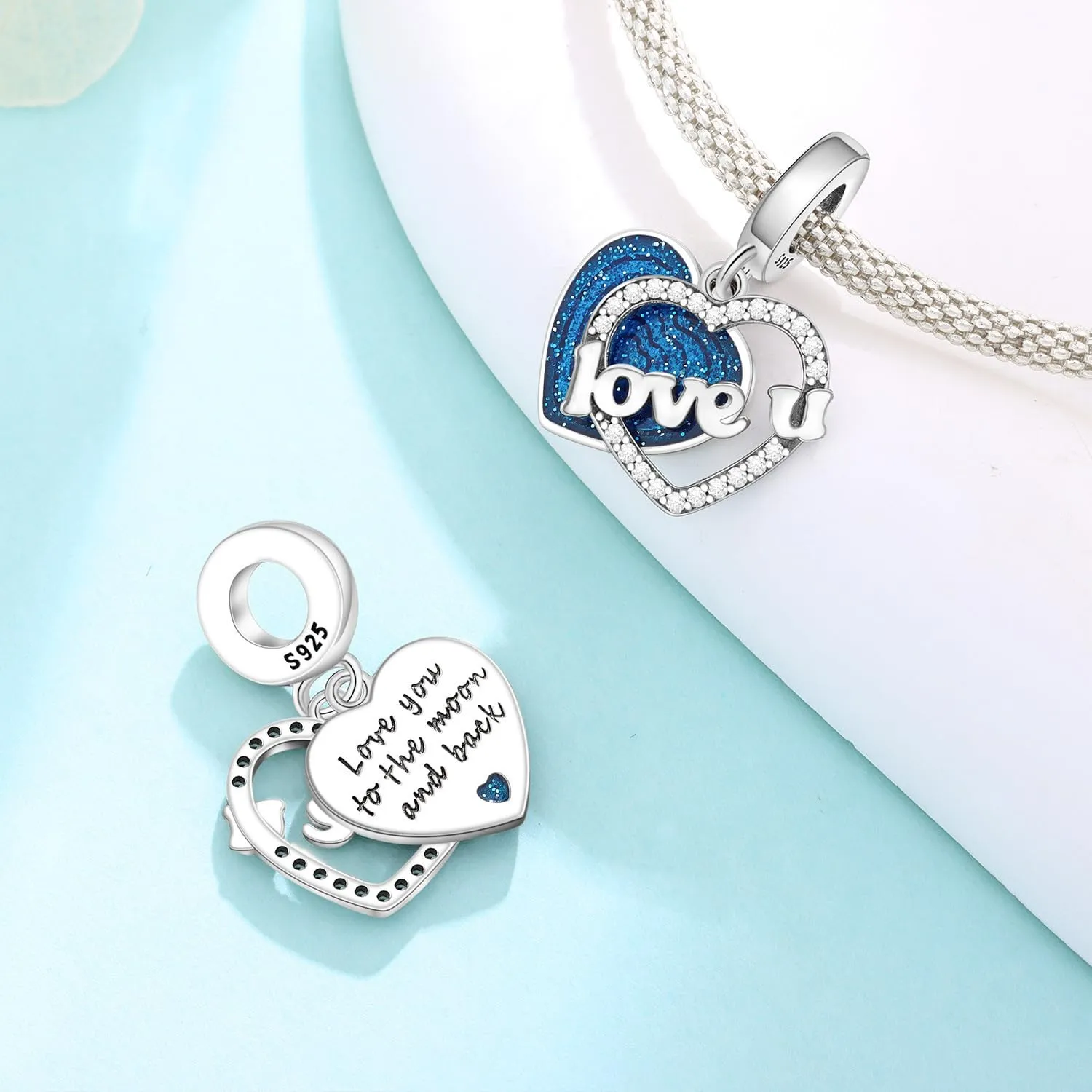 PANPOKI Charms in Argento 925 Tema Amore Infinito - Infermiera con Cuore, Madre e Figlia, Pendenti Ciondoli per Bracciali e Collane - immagine 2