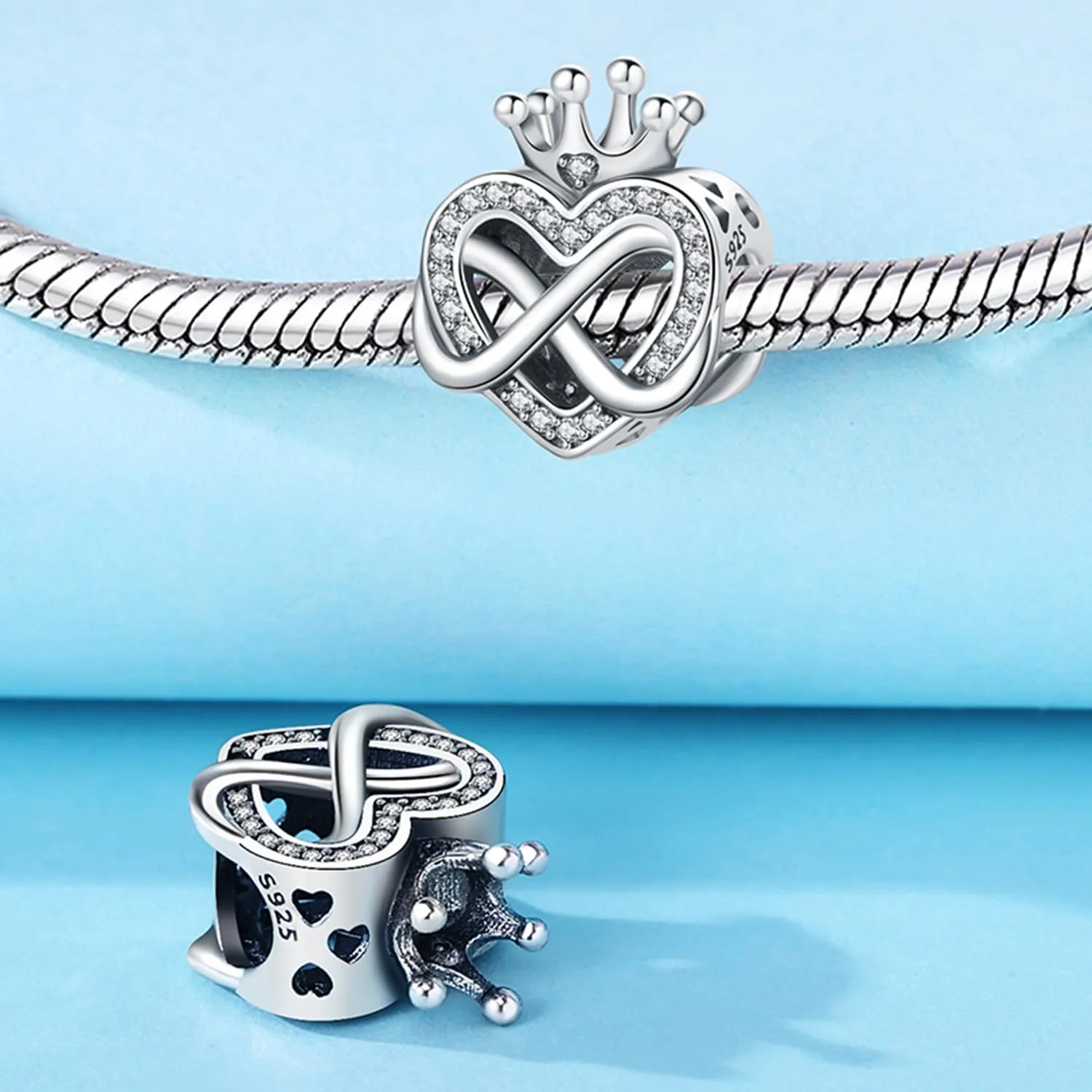PANPOKI Charms in Argento 925 Tema Amore Infinito - Infermiera con Cuore, Madre e Figlia, Pendenti per Bracciali e Collane - immagine 3