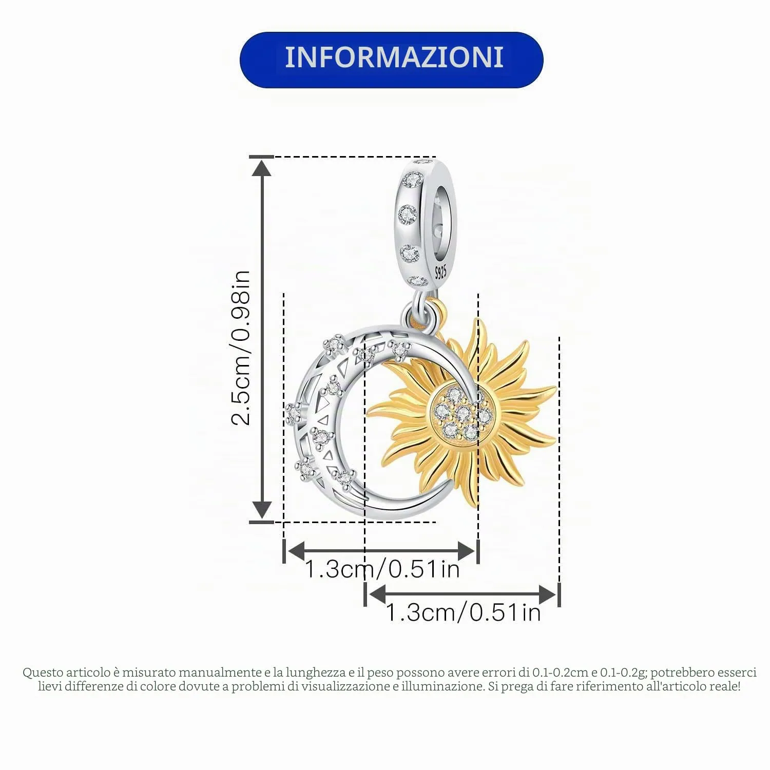 PANPOKI Charms Sole e Luna in Argento Sterling 925 - immagine 4