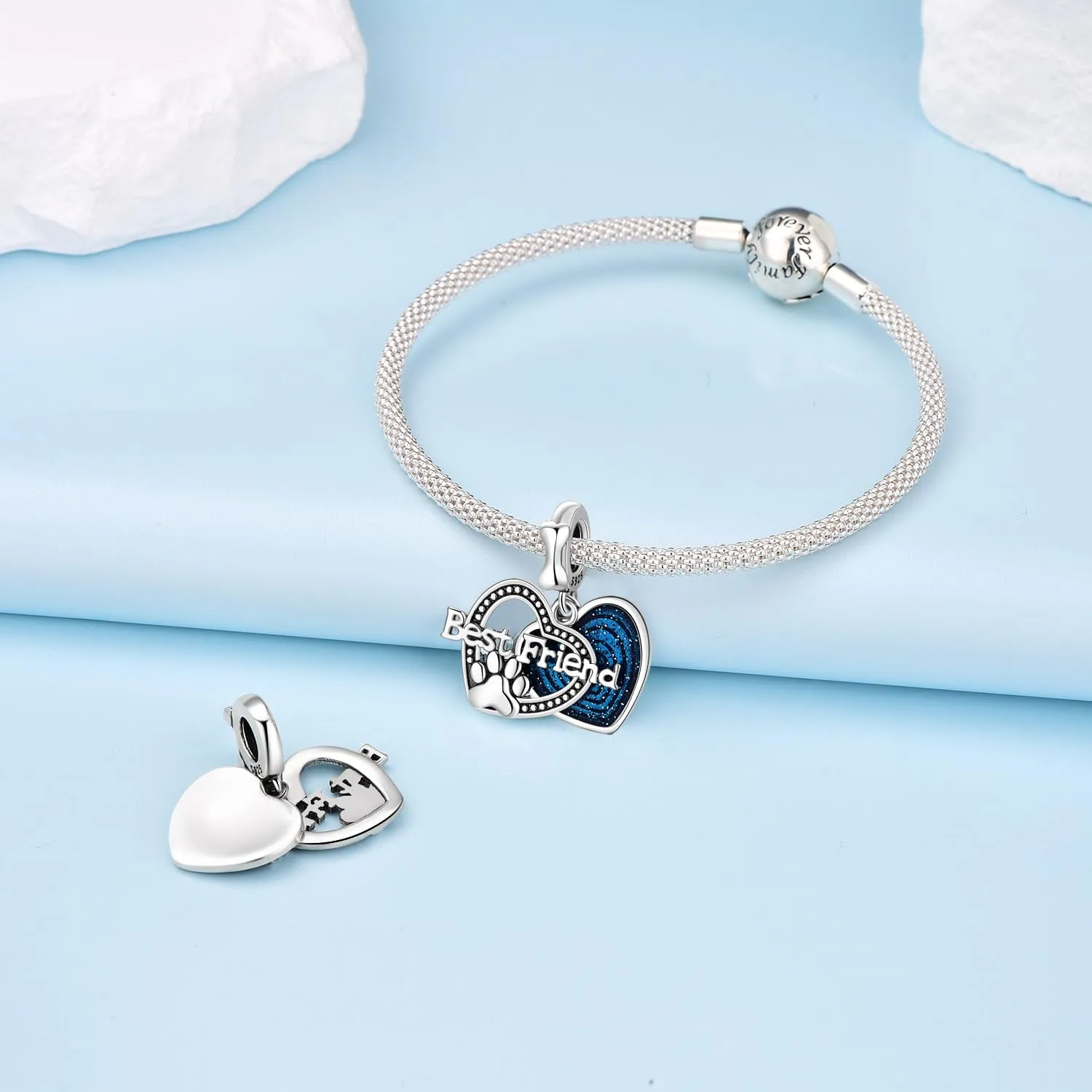PANPOKI Charms in Argento 925 a Tema Amore Infinito - Infermiera con Cuore, Madre e Figlia, Pendenti Ciondoli per Bracciali e Collane - immagine 2