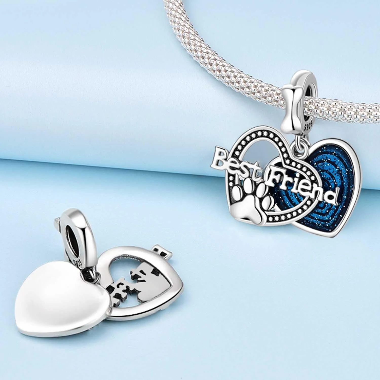 PANPOKI Charms in Argento 925 a Tema Amore Infinito - Infermiera con Cuore, Madre e Figlia, Pendenti Ciondoli per Bracciali e Collane - immagine 3