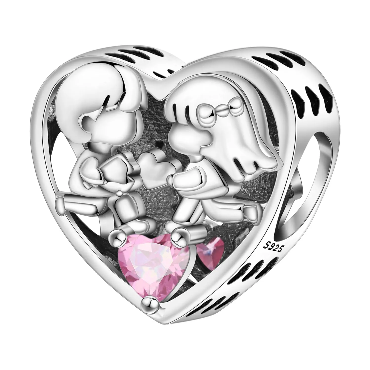 PANPOKI Charms in Argento 925 Tema Amore Infinito - Infermiera con Cuore, Madre e Figlia, Pendenti per Bracciali e Collane - immagine 1