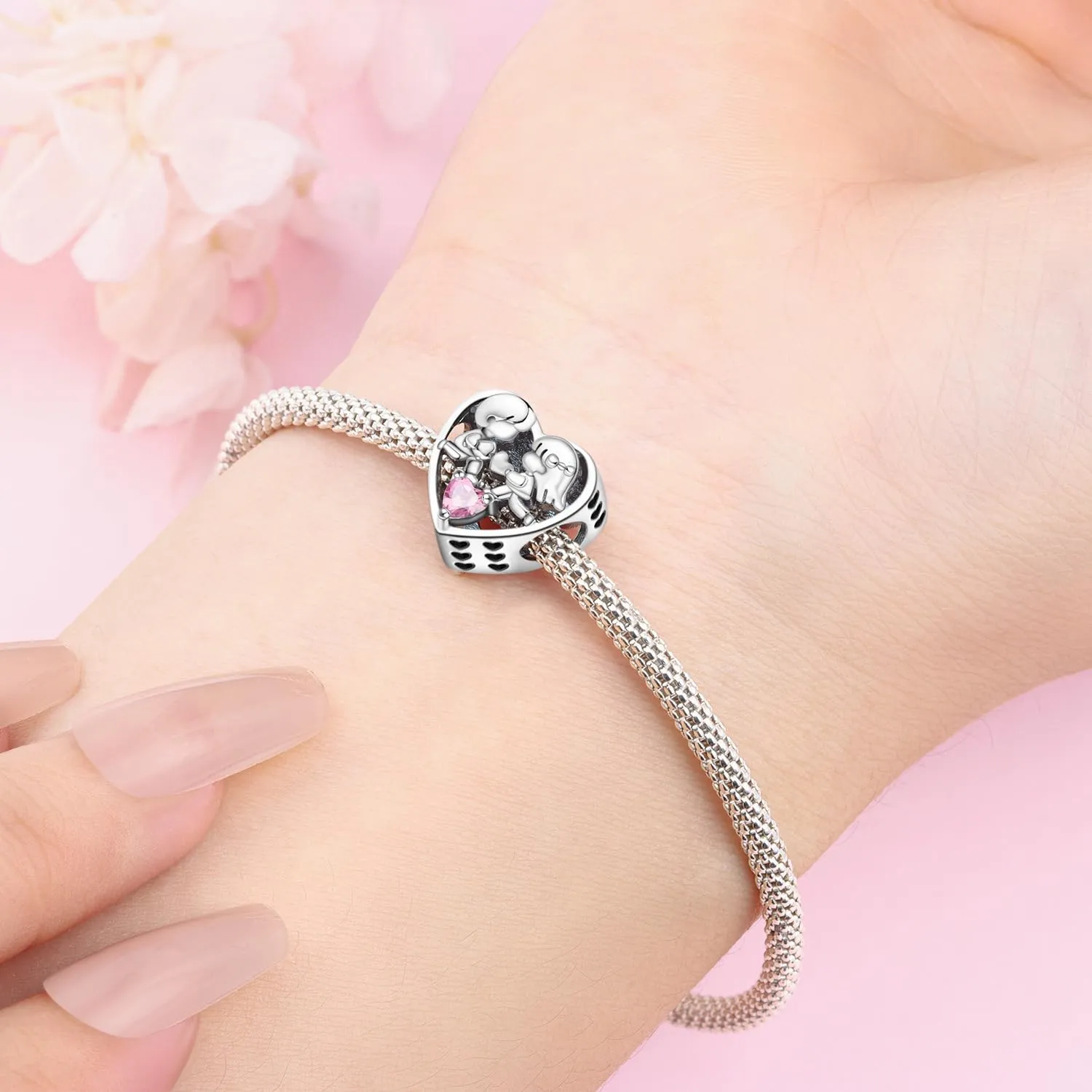 PANPOKI Charms in Argento 925 Tema Amore Infinito - Infermiera con Cuore, Madre e Figlia, Pendenti per Bracciali e Collane - immagine 2