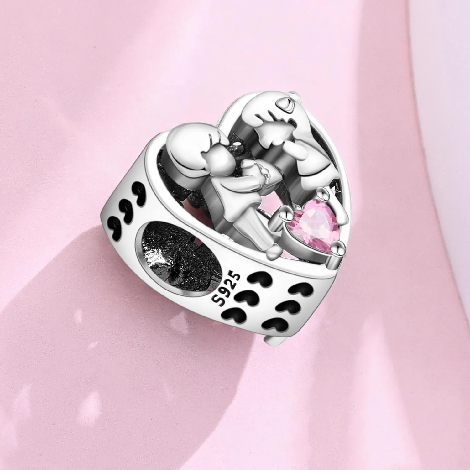 PANPOKI Charms in Argento 925 Tema Amore Infinito - Infermiera con Cuore, Madre e Figlia, Pendenti per Bracciali e Collane - immagine 4