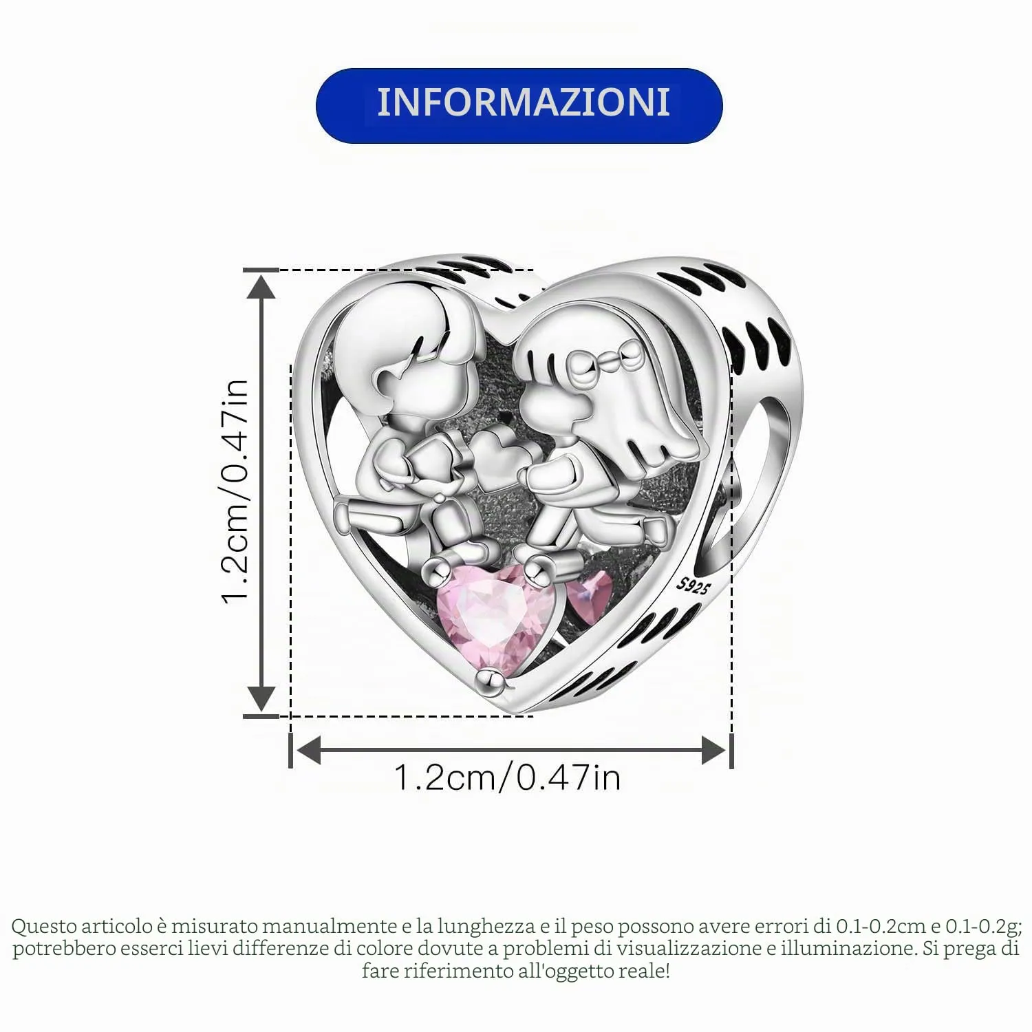 PANPOKI Charms in Argento 925 Tema Amore Infinito - Infermiera con Cuore, Madre e Figlia, Pendenti per Bracciali e Collane - immagine 6