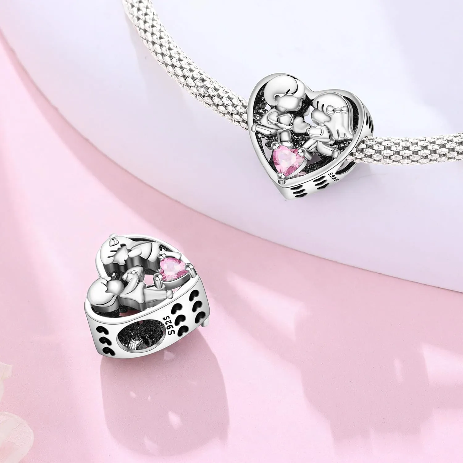 PANPOKI Charms in Argento 925 Tema Amore Infinito - Infermiera con Cuore, Madre e Figlia, Pendenti per Bracciali e Collane - immagine 7