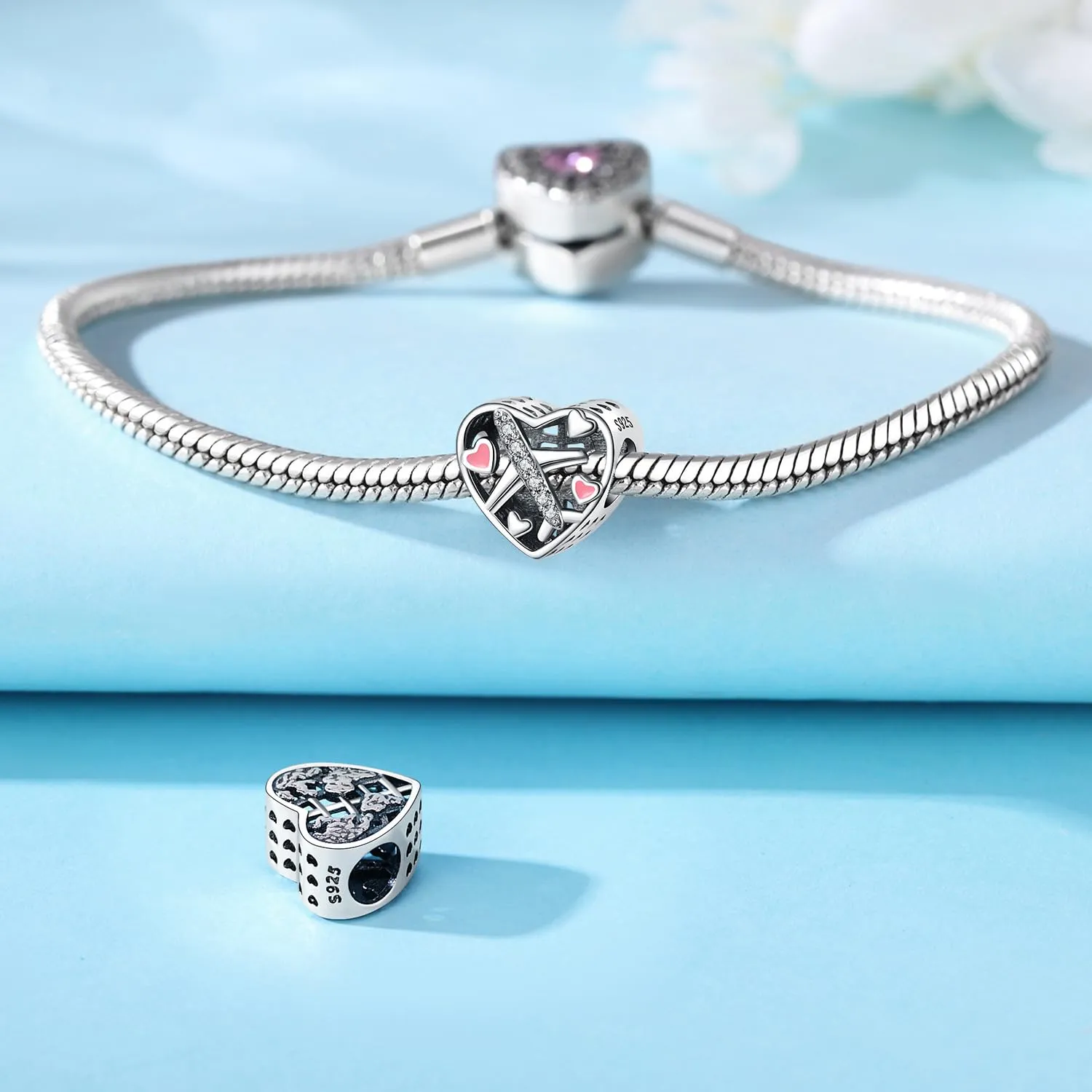 PANPOKI Charms in Argento 925 a Tema Amore Infinito - Infermiera con Cuore, Madre e Figlia, Pendenti per Bracciali e Collane - immagine 7