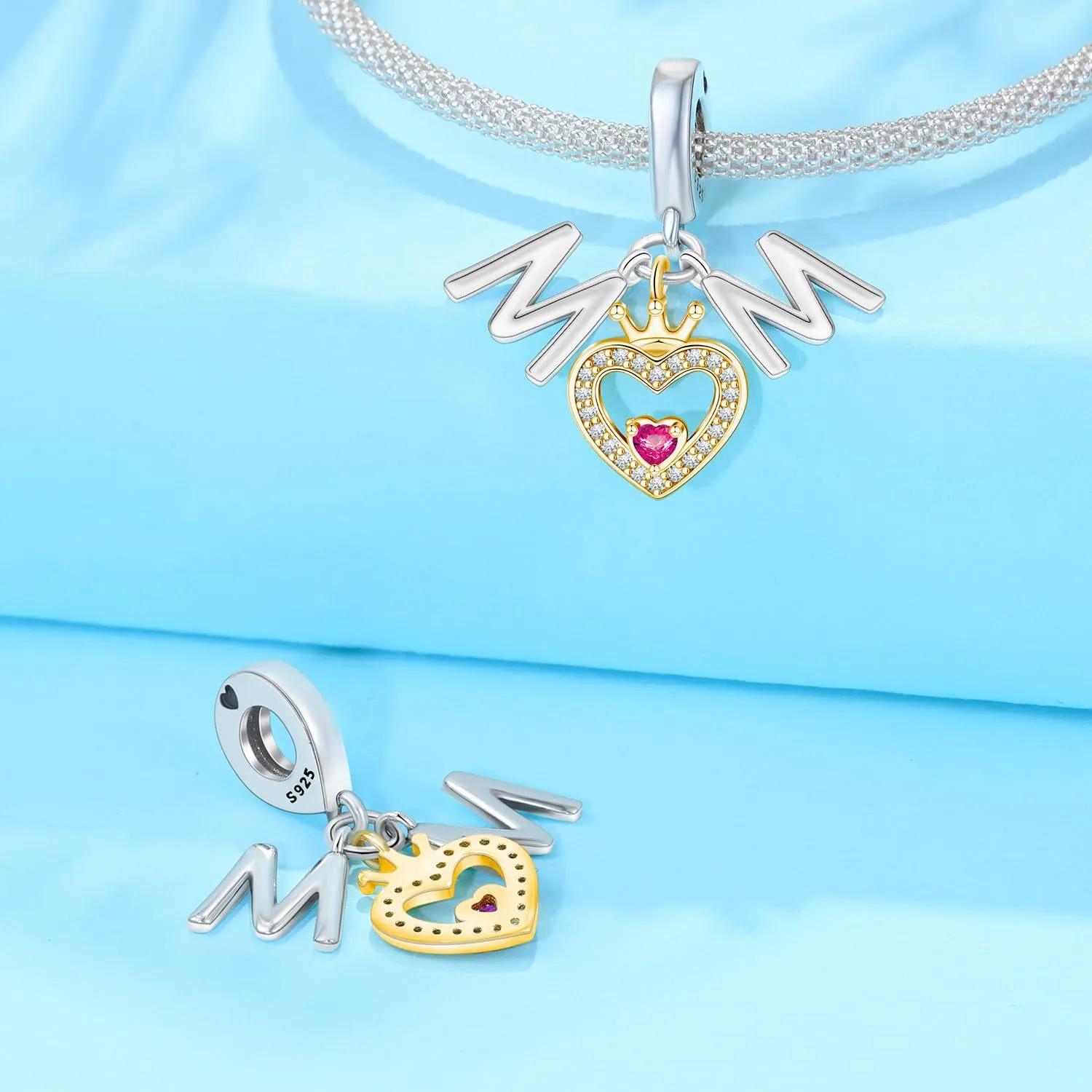 PANPOKI Charms in Argento 925 Tema Amore Infinito - Infermiera con Cuore, Madre e Figlia, Pendenti per Bracciali e Collane - immagine 2