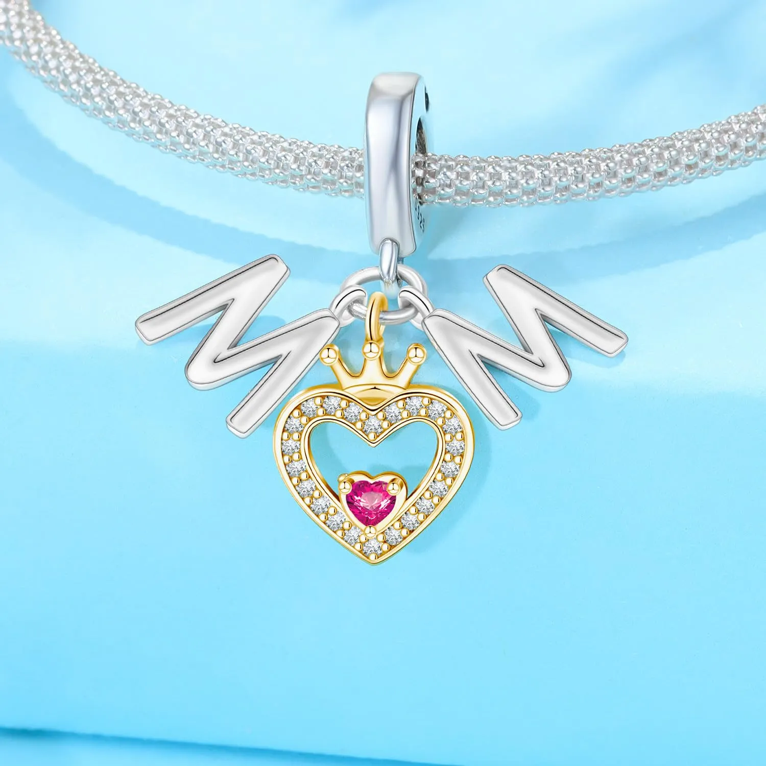 PANPOKI Charms in Argento 925 Tema Amore Infinito - Infermiera con Cuore, Madre e Figlia, Pendenti per Bracciali e Collane - immagine 3