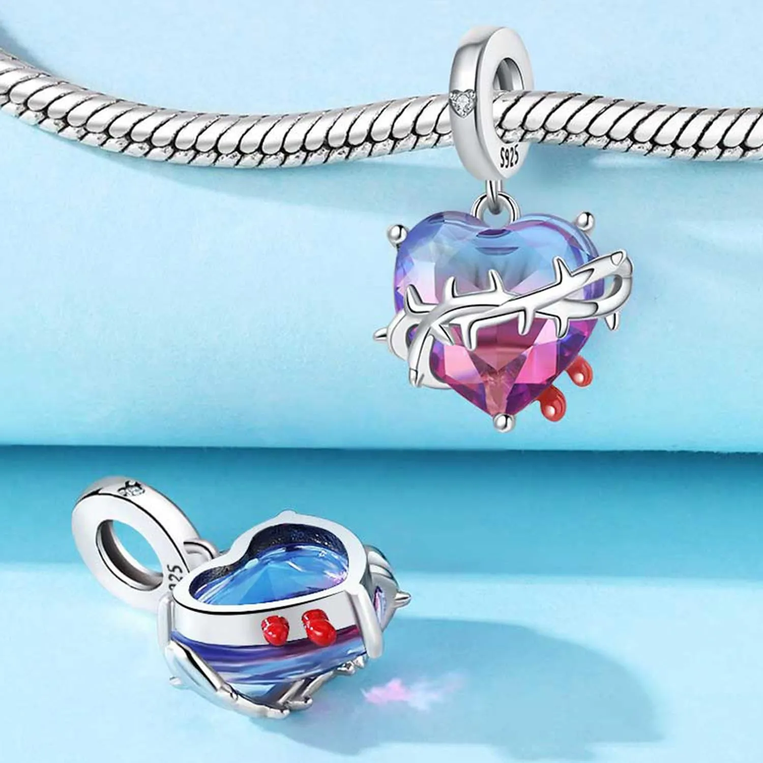 PANPOKI Charms in Argento 925 Tema Amore Infinito Infermiera con Cuore Madre e Figlia Pendenti per Bracciali e Collane - immagine 3
