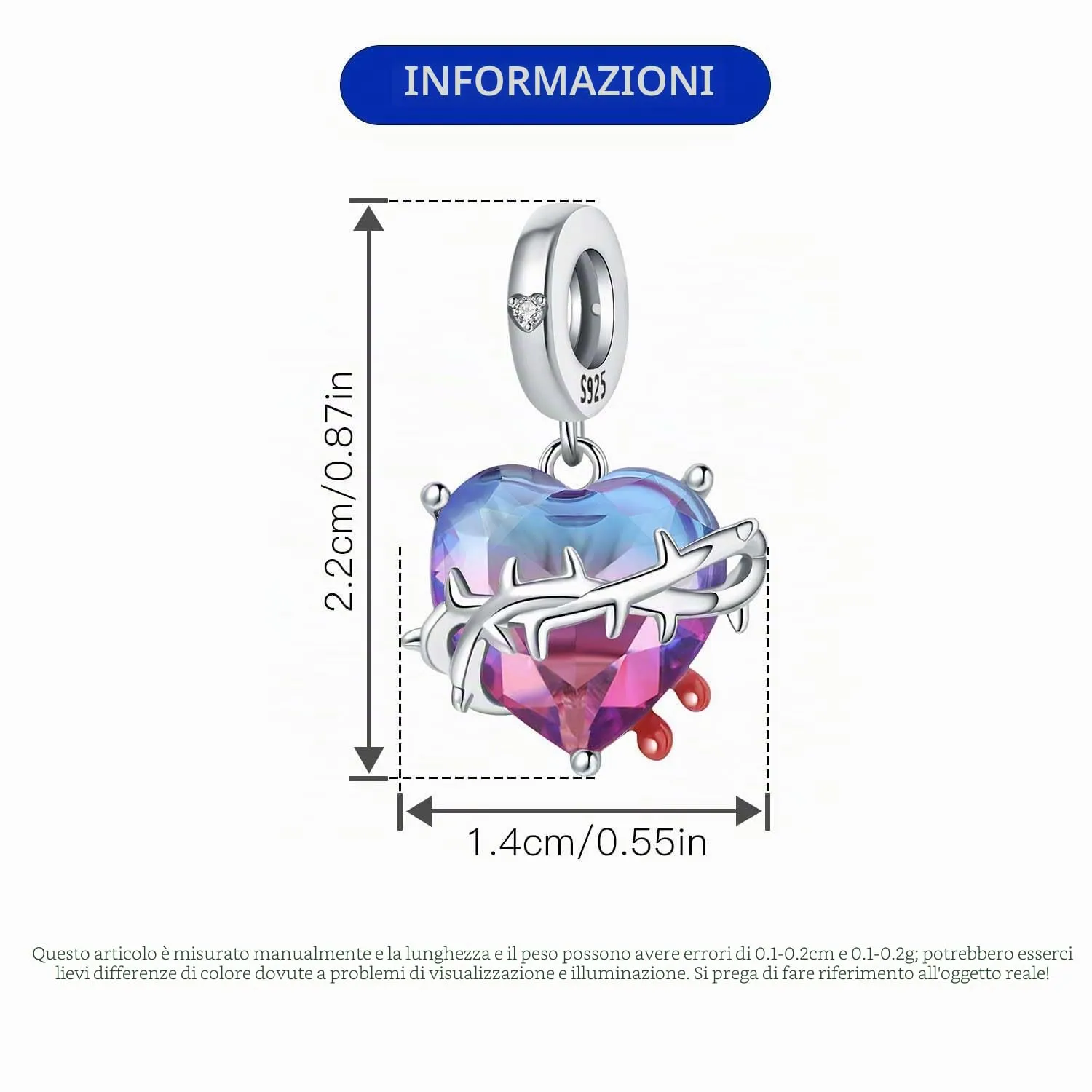 PANPOKI Charms in Argento 925 Tema Amore Infinito Infermiera con Cuore Madre e Figlia Pendenti per Bracciali e Collane - immagine 4