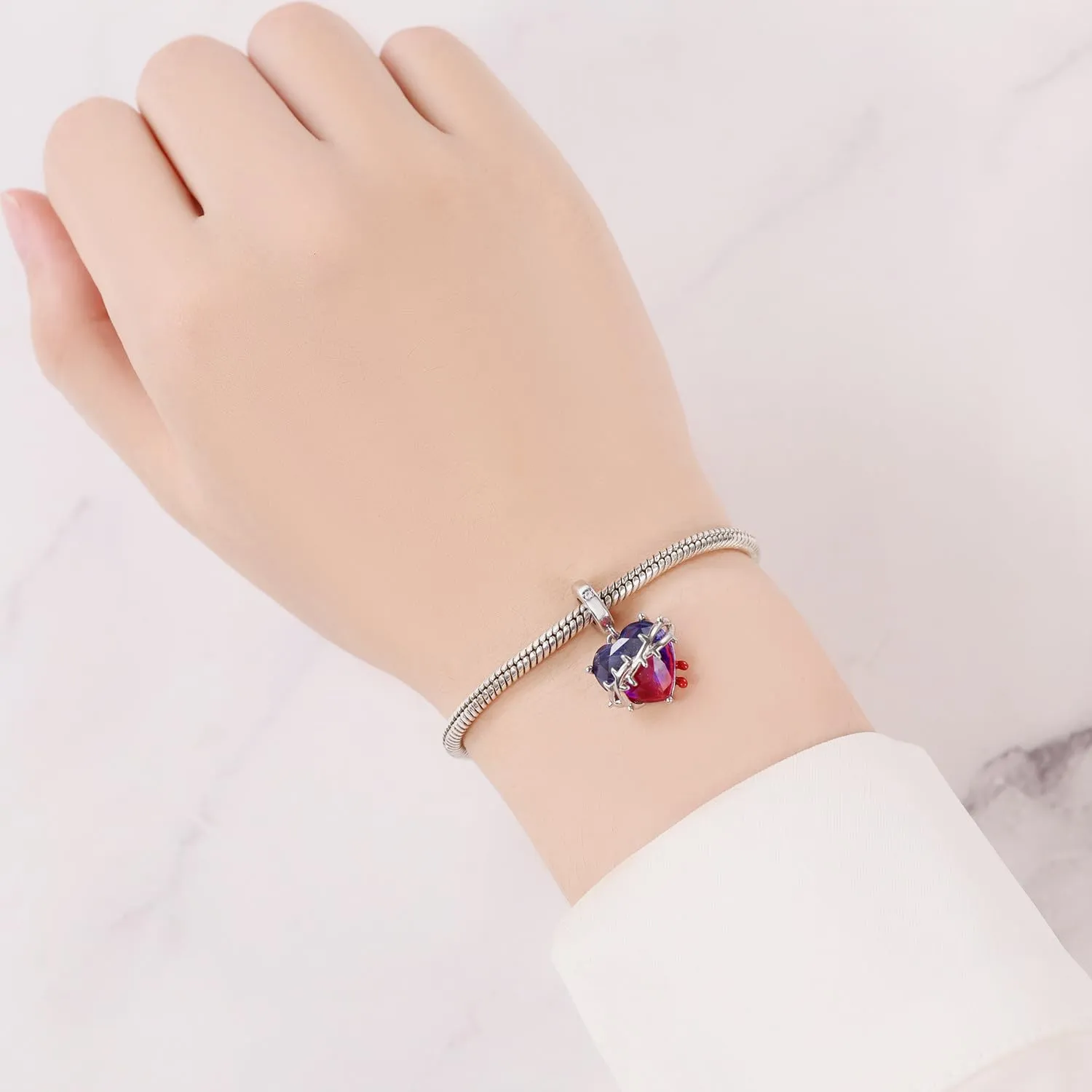 PANPOKI Charms in Argento 925 Tema Amore Infinito Infermiera con Cuore Madre e Figlia Pendenti per Bracciali e Collane - immagine 5