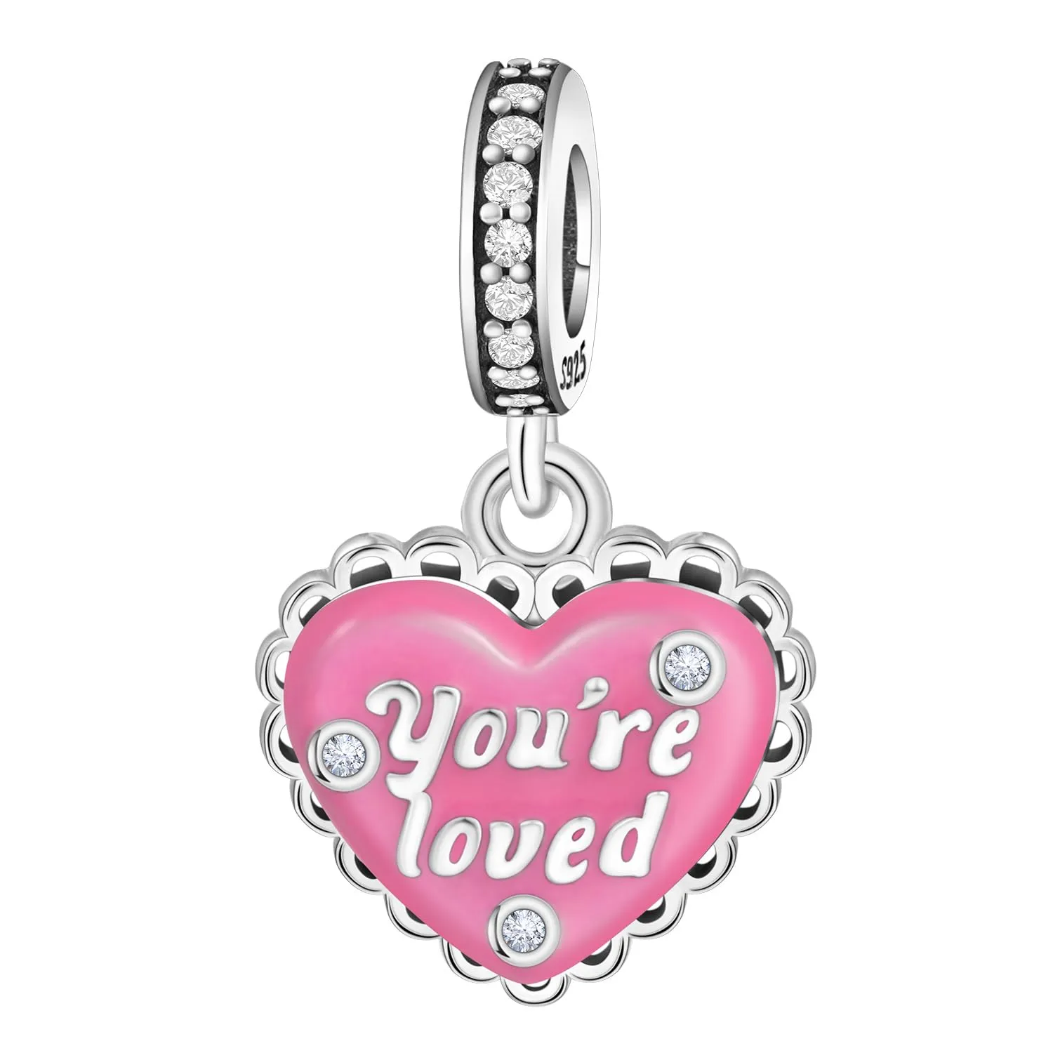 PANPOKI Charms in Argento 925 Tema Amore Infinito - Infermiera con Cuore, Madre e Figlia, Pendenti per Bracciali e Collane - immagine 1