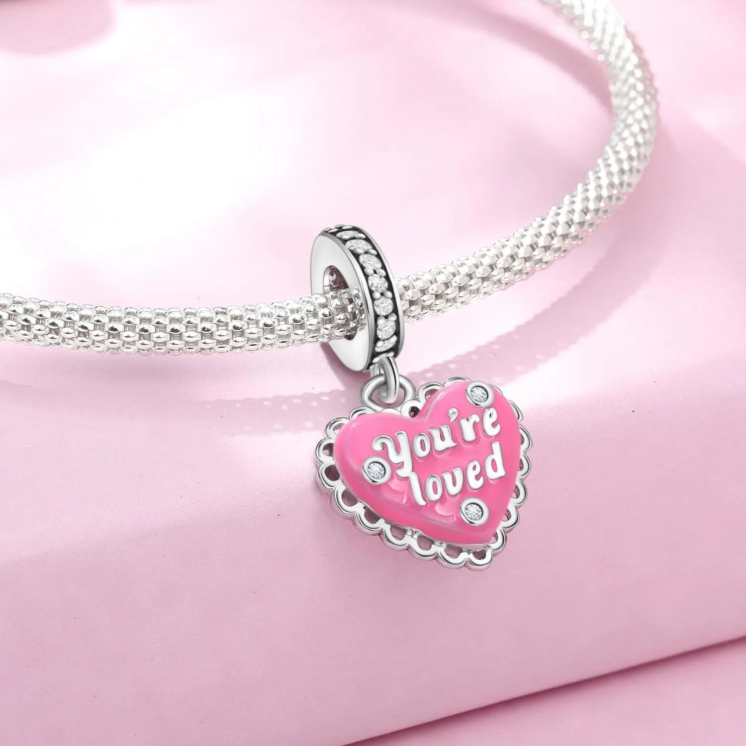 PANPOKI Charms in Argento 925 Tema Amore Infinito - Infermiera con Cuore, Madre e Figlia, Pendenti per Bracciali e Collane - immagine 2