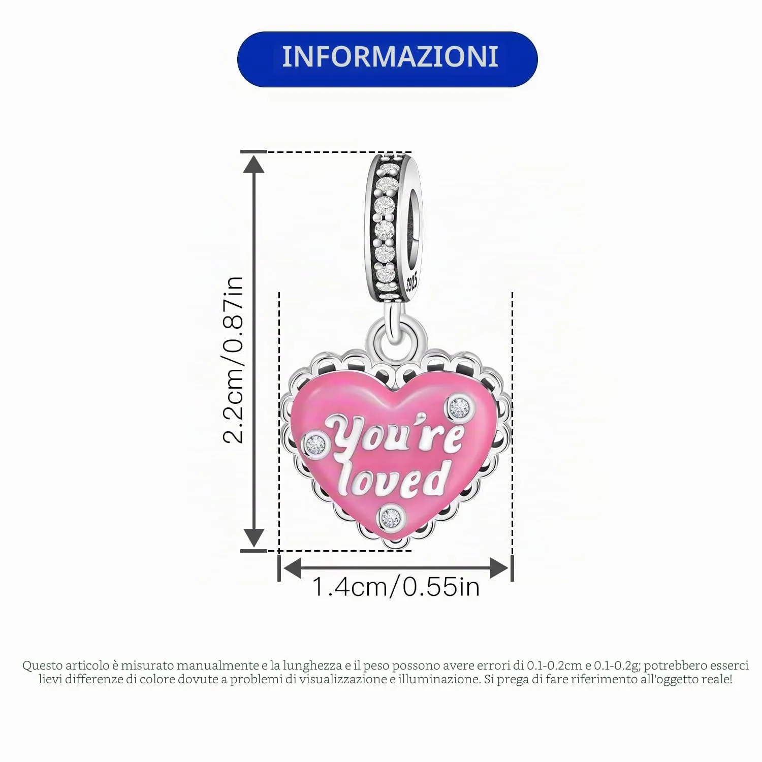 PANPOKI Charms in Argento 925 Tema Amore Infinito - Infermiera con Cuore, Madre e Figlia, Pendenti per Bracciali e Collane - immagine 4