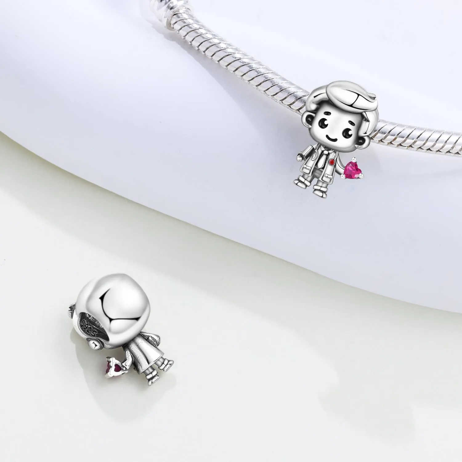 PANPOKI Charms in Argento 925 a Tema Amore Infinito - Infermiera con Cuore, Madre e Figlia, Pendenti Ciondoli per Bracciali e Collane - immagine 2
