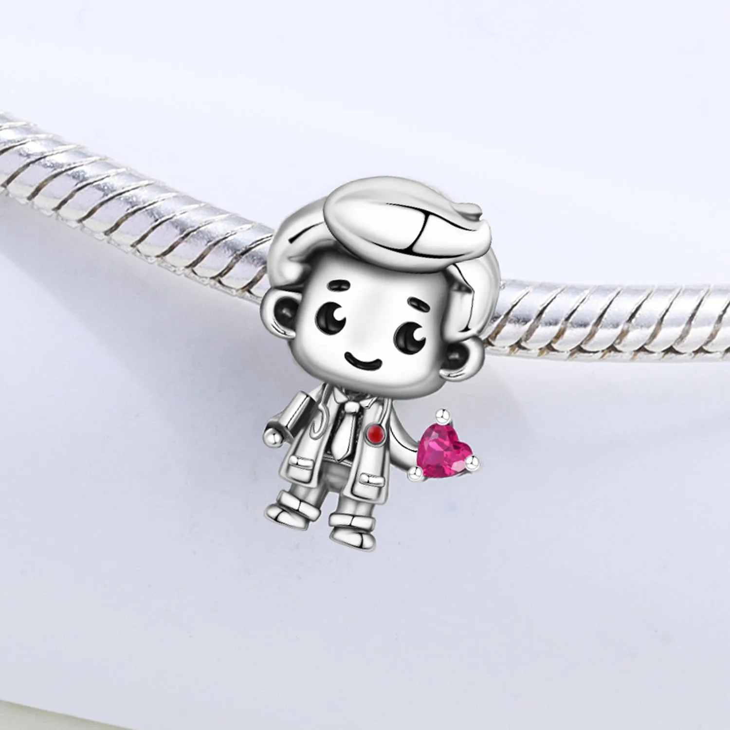 PANPOKI Charms in Argento 925 a Tema Amore Infinito - Infermiera con Cuore, Madre e Figlia, Pendenti Ciondoli per Bracciali e Collane - immagine 3