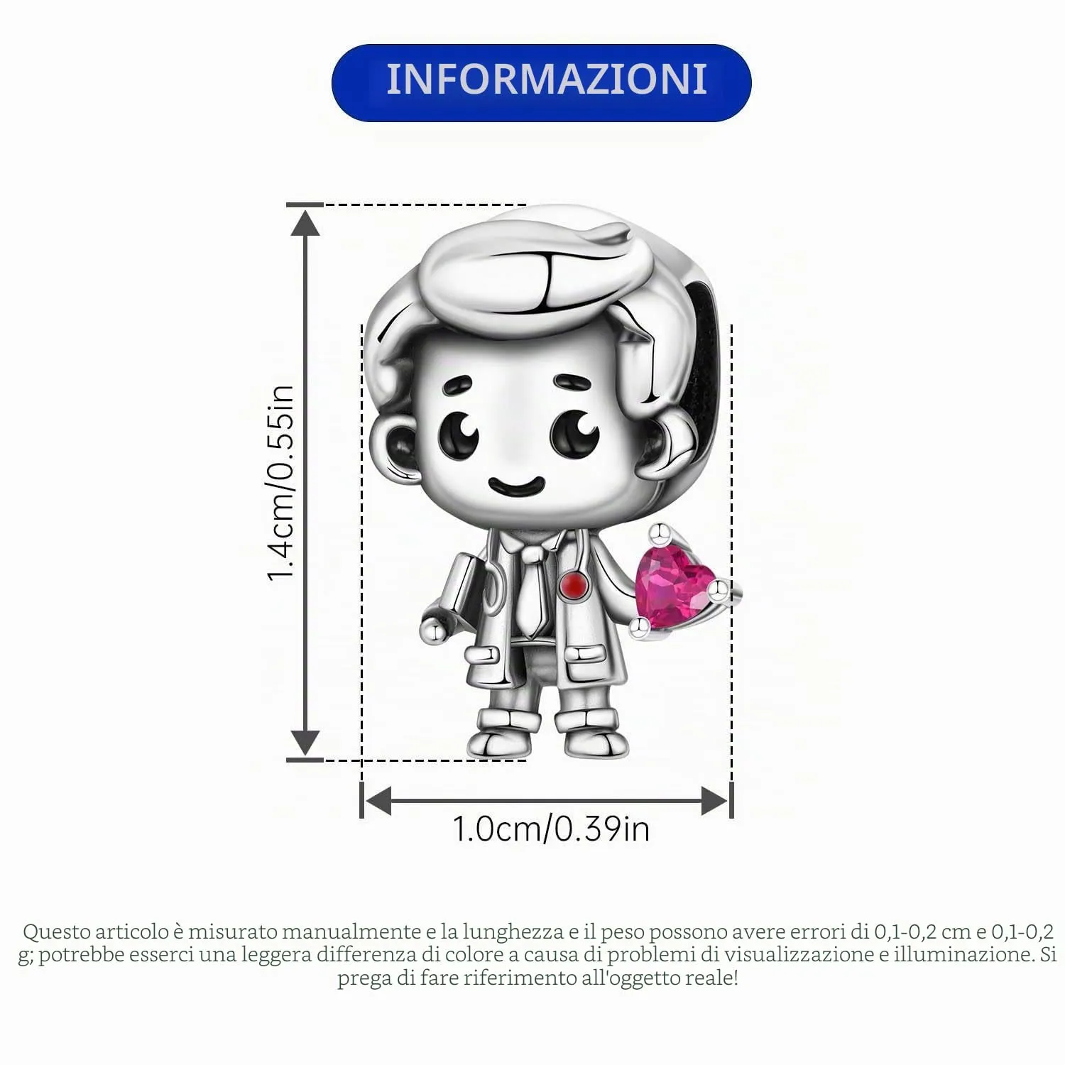 PANPOKI Charms in Argento 925 a Tema Amore Infinito - Infermiera con Cuore, Madre e Figlia, Pendenti Ciondoli per Bracciali e Collane - immagine 4