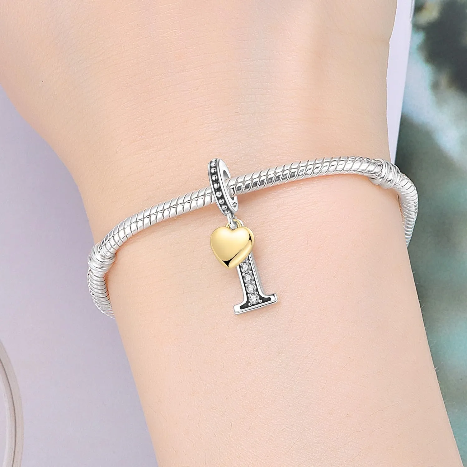 PANPOKI Ciondolo a forma di numero in argento Sterling 925 con zircone e cuore placcato oro 18k - immagine 5