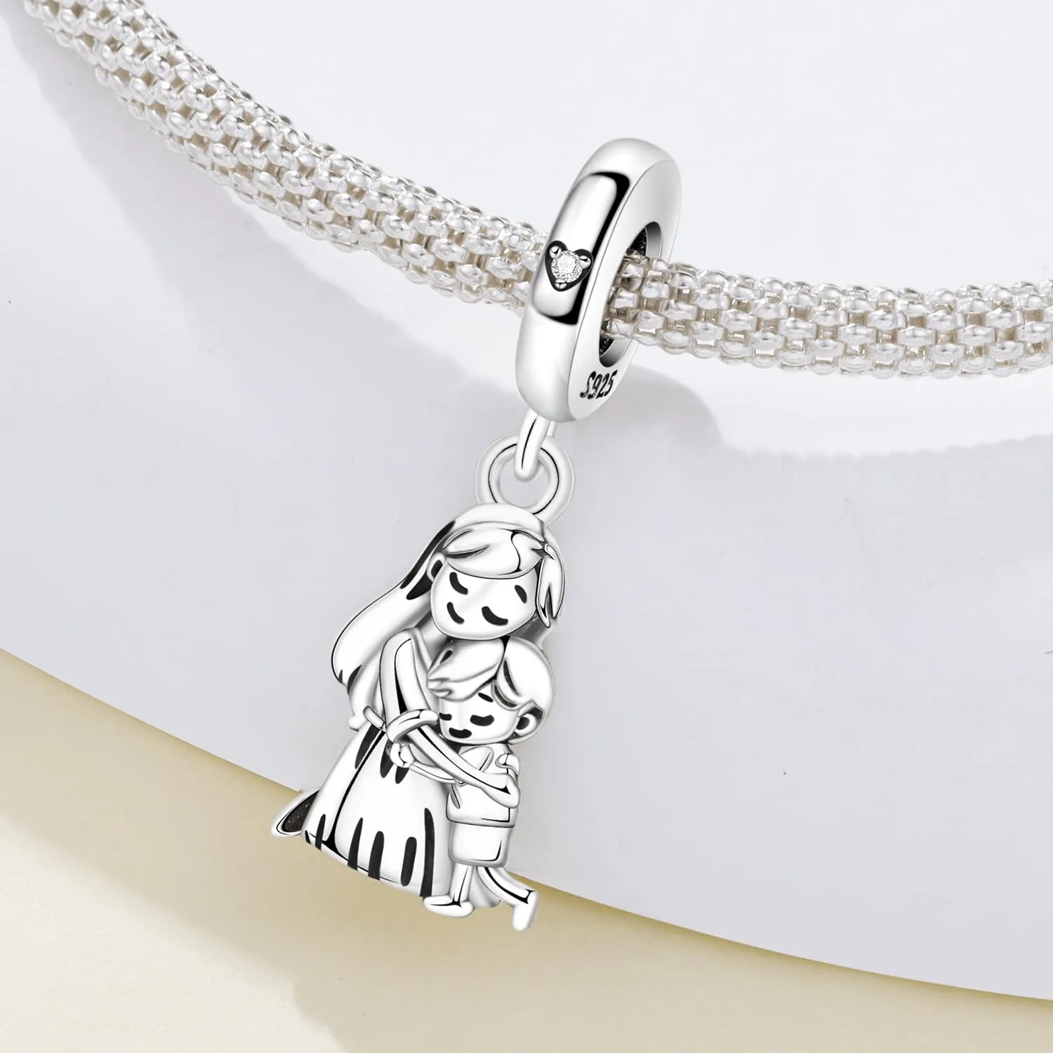 PANPOKI Charms in Argento 925 a Tema Amore Infinito - Infermiera con Cuore, Madre e Figlia, Pendenti Ciondoli per Bracciali e Collane - immagine 3