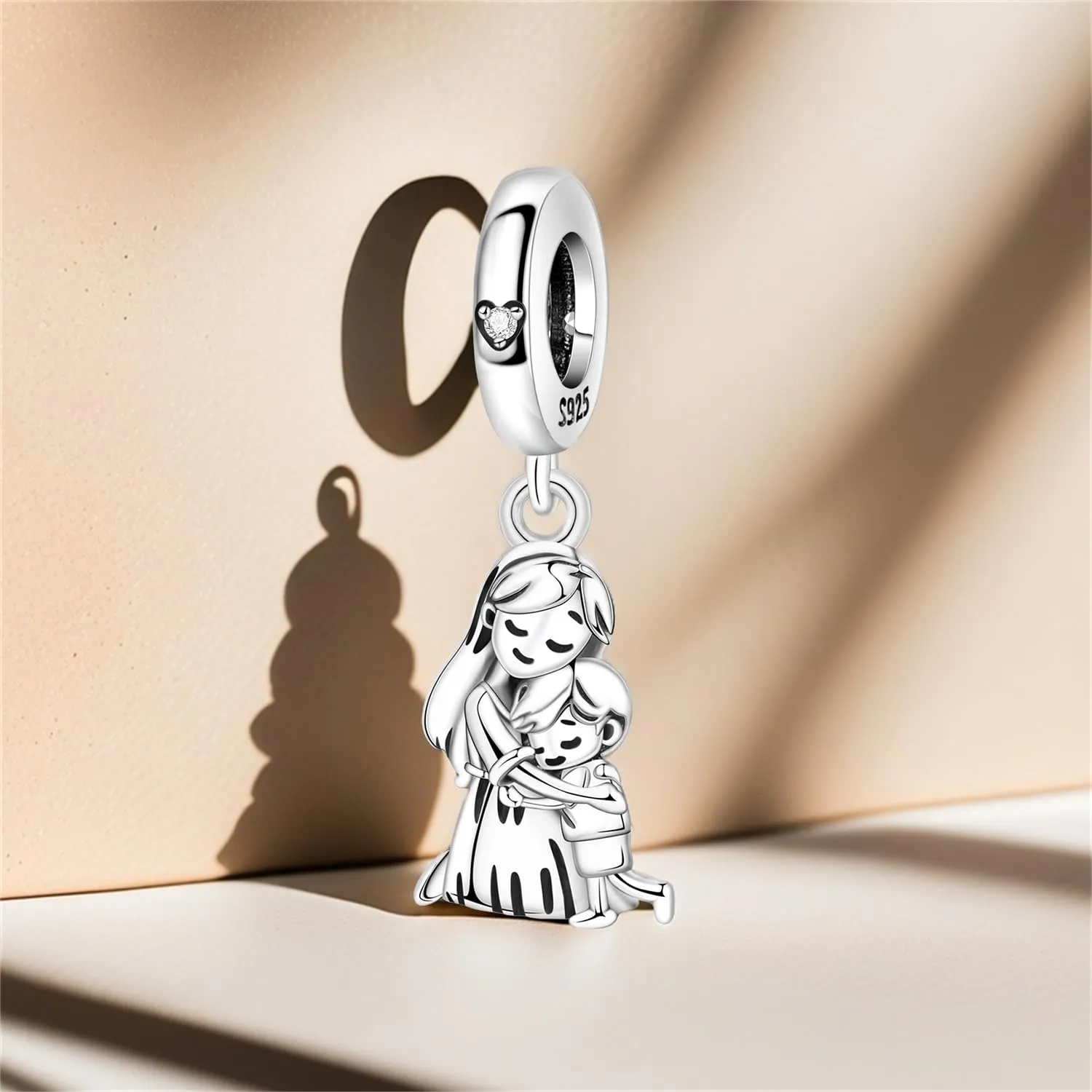 PANPOKI Charms in Argento 925 a Tema Amore Infinito - Infermiera con Cuore, Madre e Figlia, Pendenti Ciondoli per Bracciali e Collane - immagine 7