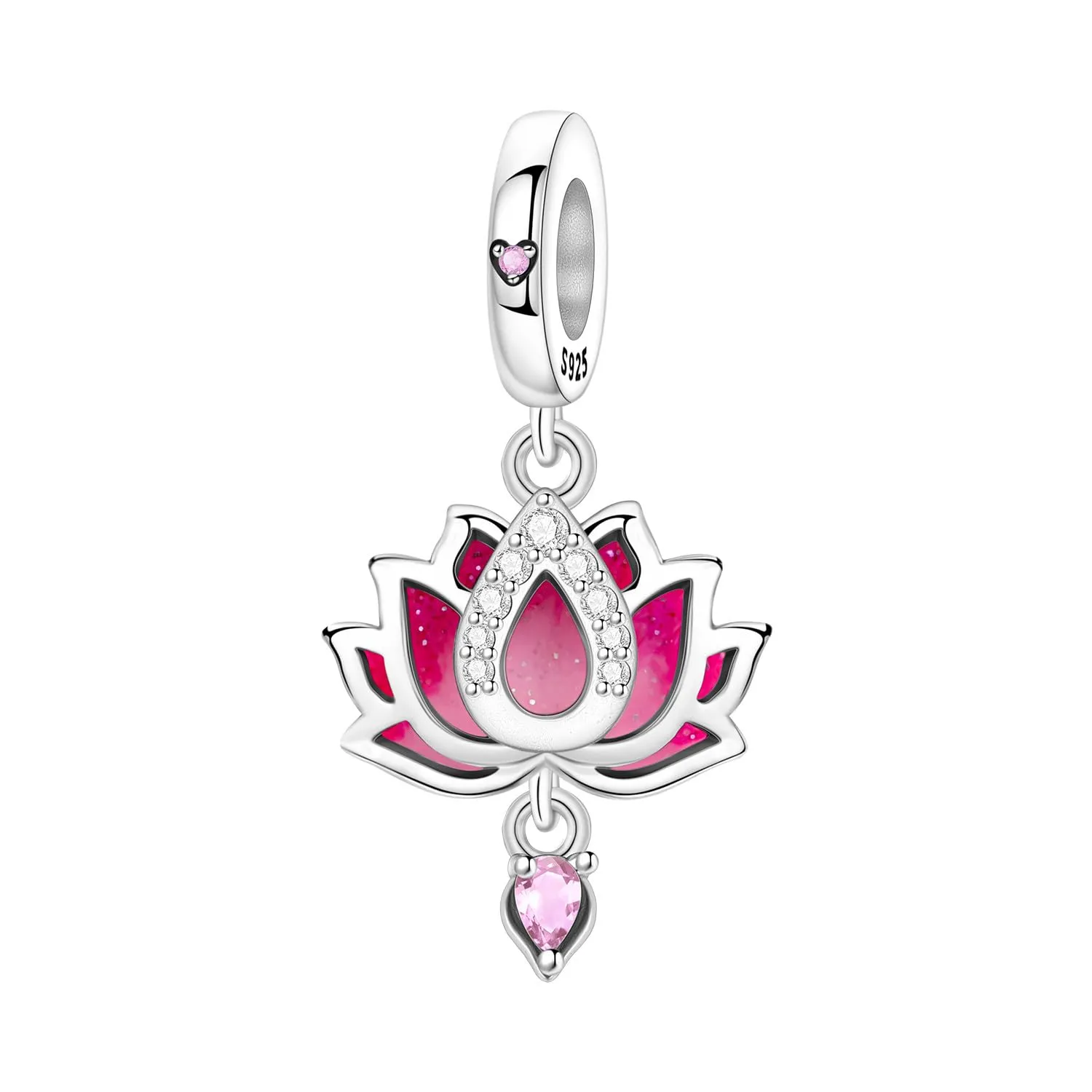 PANPOKI Charm in argento Sterling 925 a forma di loto a 2 strati per braccialetti e collane europei - immagine 1