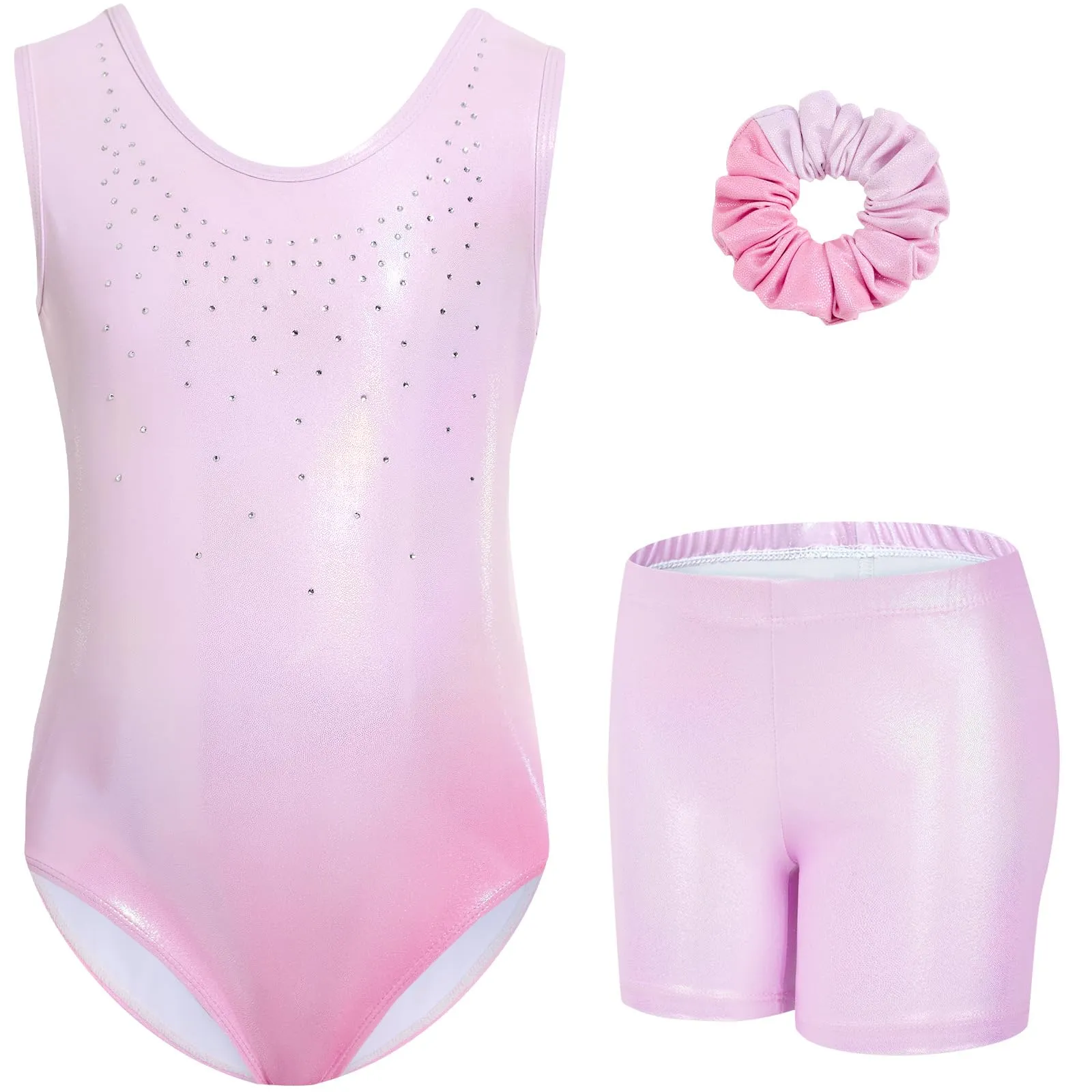 Gogokids Set Ginnastica per Ragazze con Strass, Canotta, Pantaloncini e Cerchietto, Sfumatura rosa-b, 9-10 anni - immagine 1