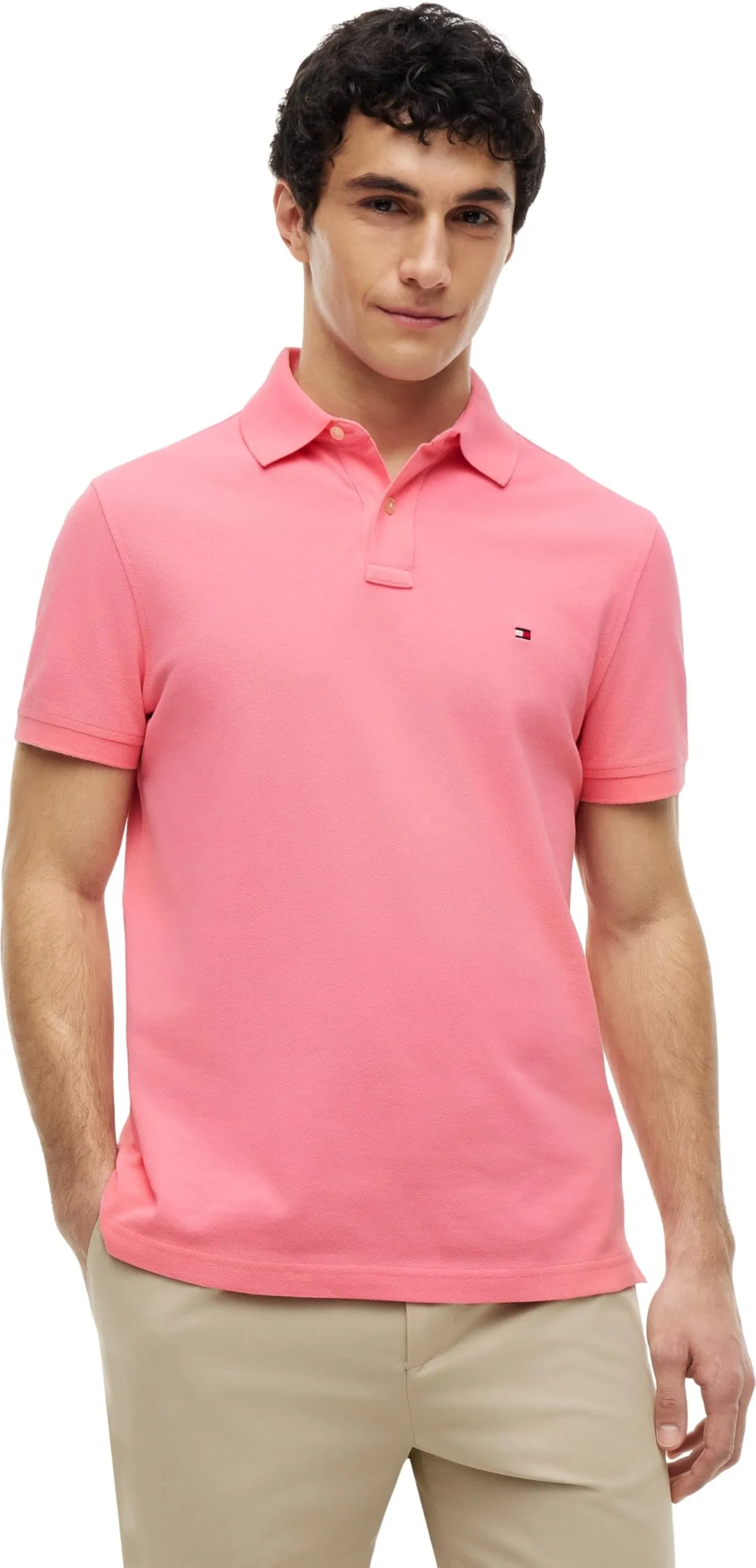 Tommy Hilfiger Uomo Maglietta Polo Maniche Corte 1985 Regular Fit, Doll Pink, S - immagine 1