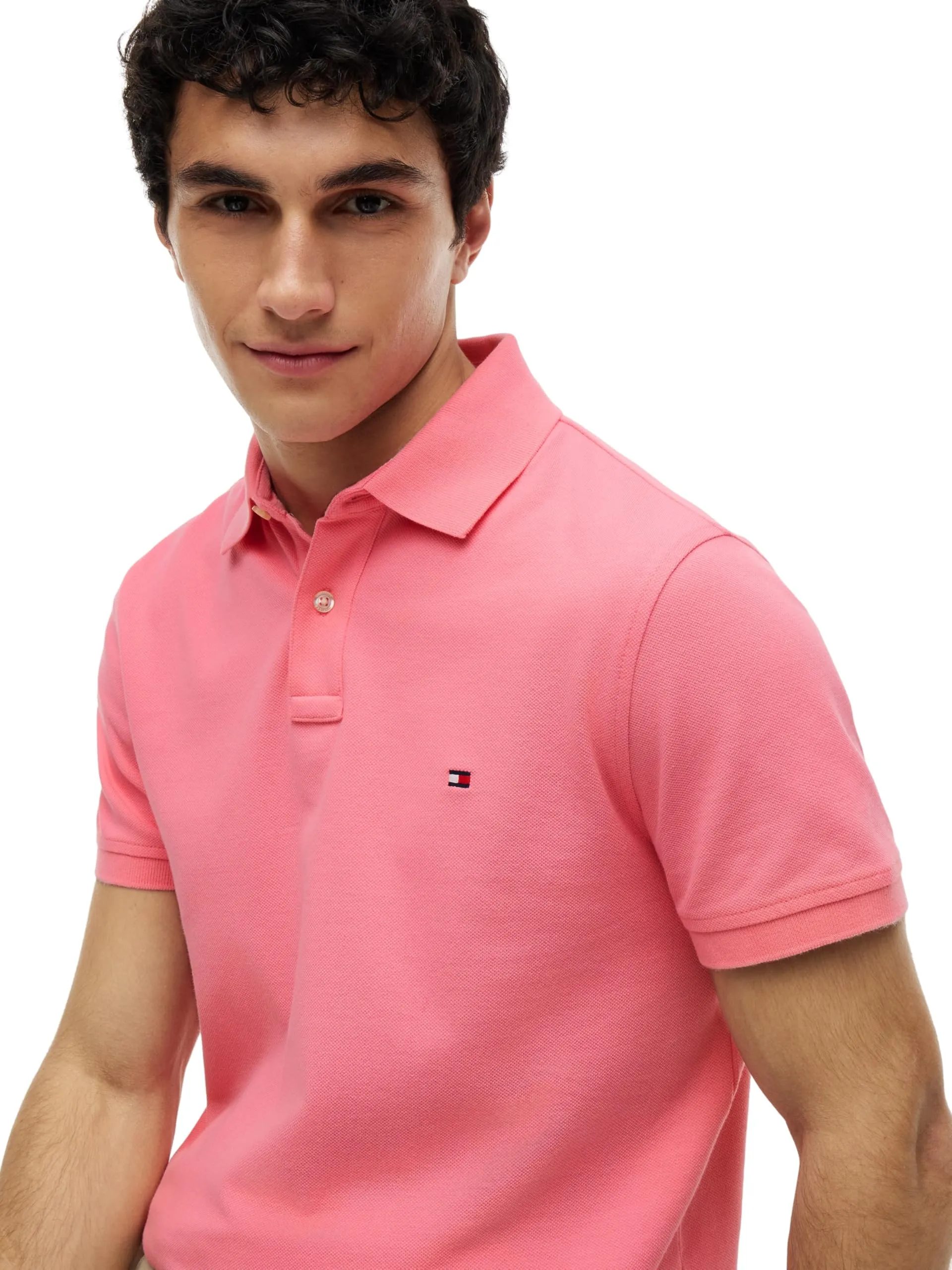 Tommy Hilfiger Uomo Maglietta Polo Maniche Corte 1985 Regular Fit, Doll Pink, S - immagine 4