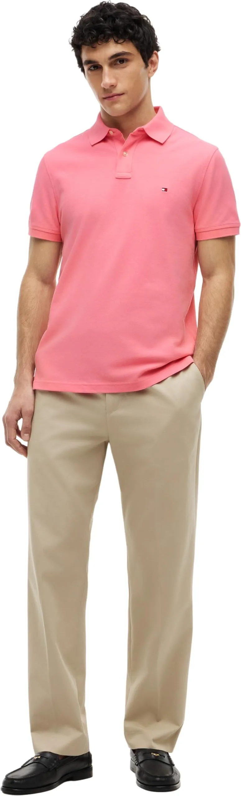 Tommy Hilfiger Uomo Maglietta Polo Maniche Corte 1985 Regular Fit, Doll Pink, S - immagine 5