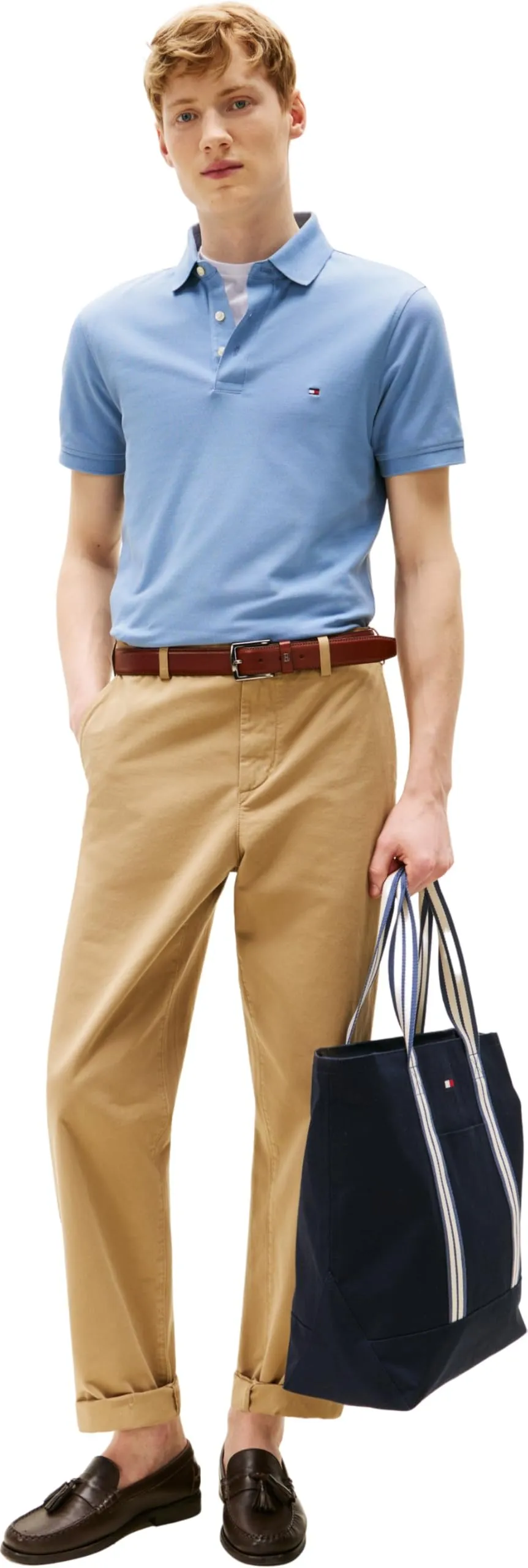 Tommy Hilfiger 1985 Slim Fit Short Sleeve Polo Shirt, Brisk Blue, L - immagine 4