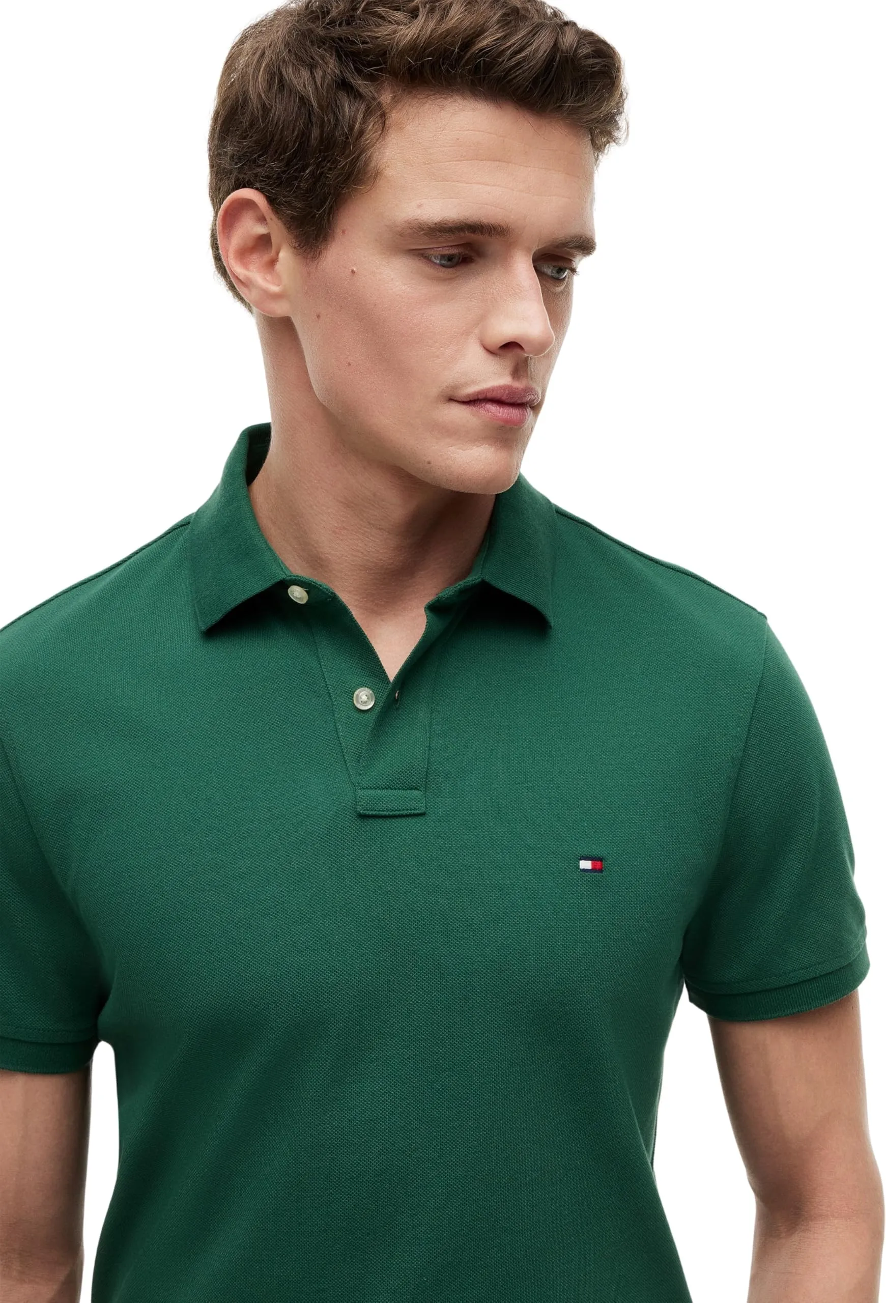 Tommy Hilfiger 1985 Regular Fit Short Sleeve Polo Shirt, Street Green, M - immagine 3